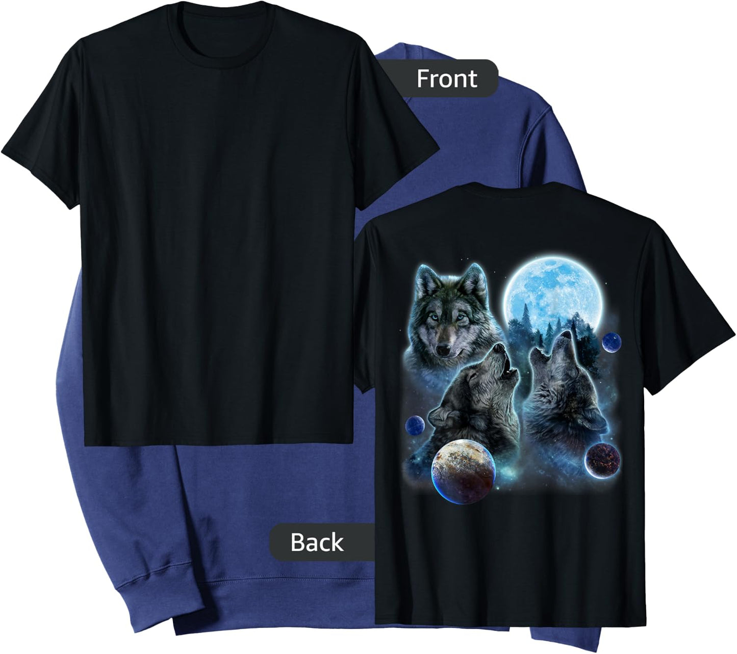 Three Wolf Howling and Moon Sweatshirt - Sweatshirt | Navy
