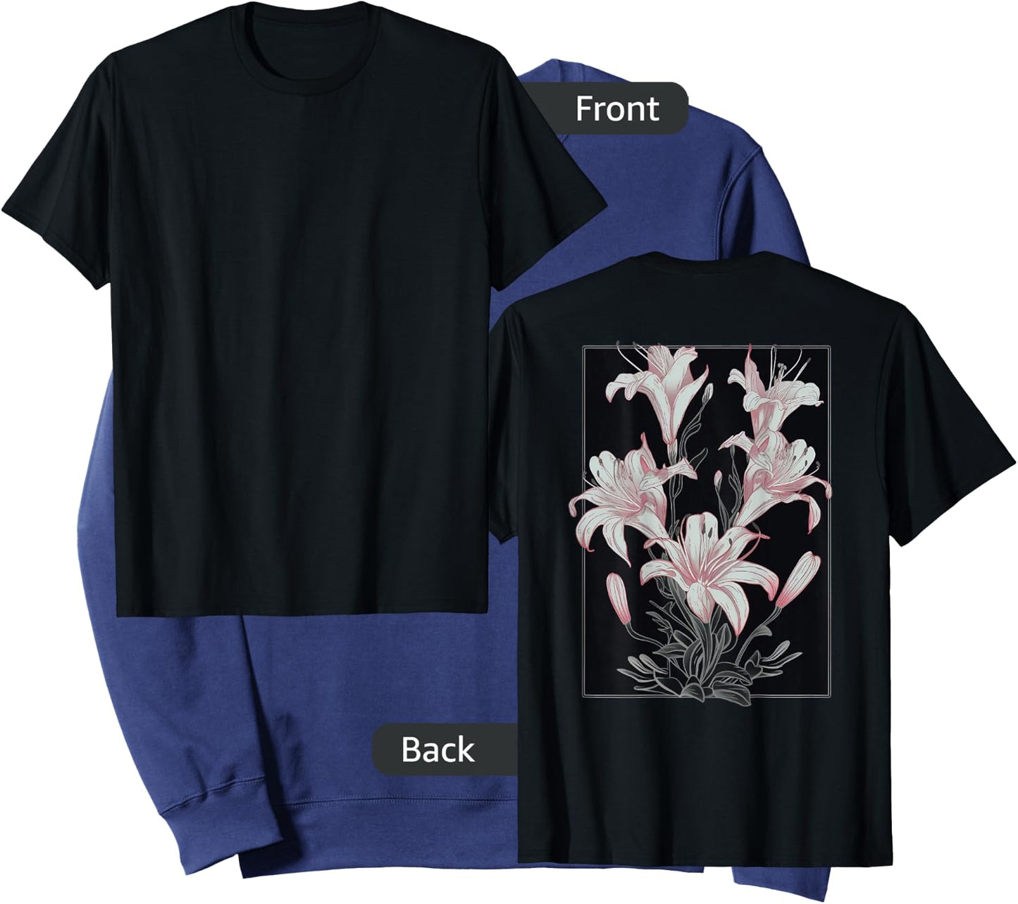 Back print: Beautiful Floral Festival Lily on Lilies Flower Sweatshirt - Sweatshirt | Navy