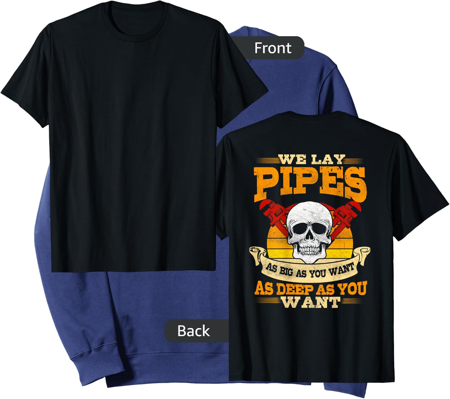 Pipefitter Funny Plumber Image On Back Of Shirt Sweatshirt - Sweatshirt | Navy