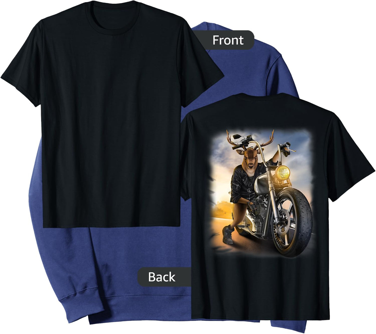 Deer Riding Classic Motorcycle at Sunset Sweatshirt - Sweatshirt | Navy