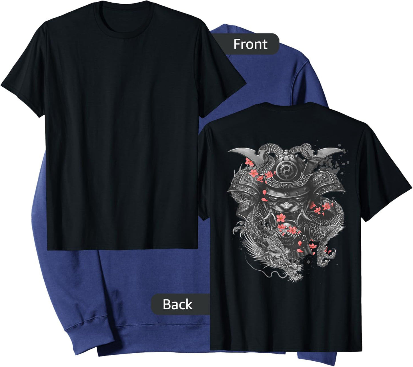 Samurai DESIGN ON THE BACK Oni Bushido Japanese Warrior Sweatshirt - Sweatshirt | Navy