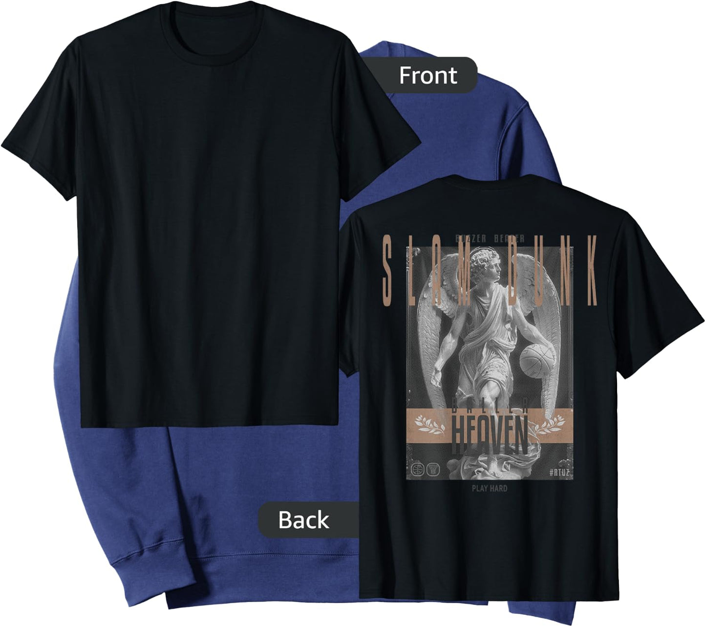 Hip Hop Vintage Edgy Urban Y2K Back Print Streetwear Angel Sweatshirt - Sweatshirt | Navy