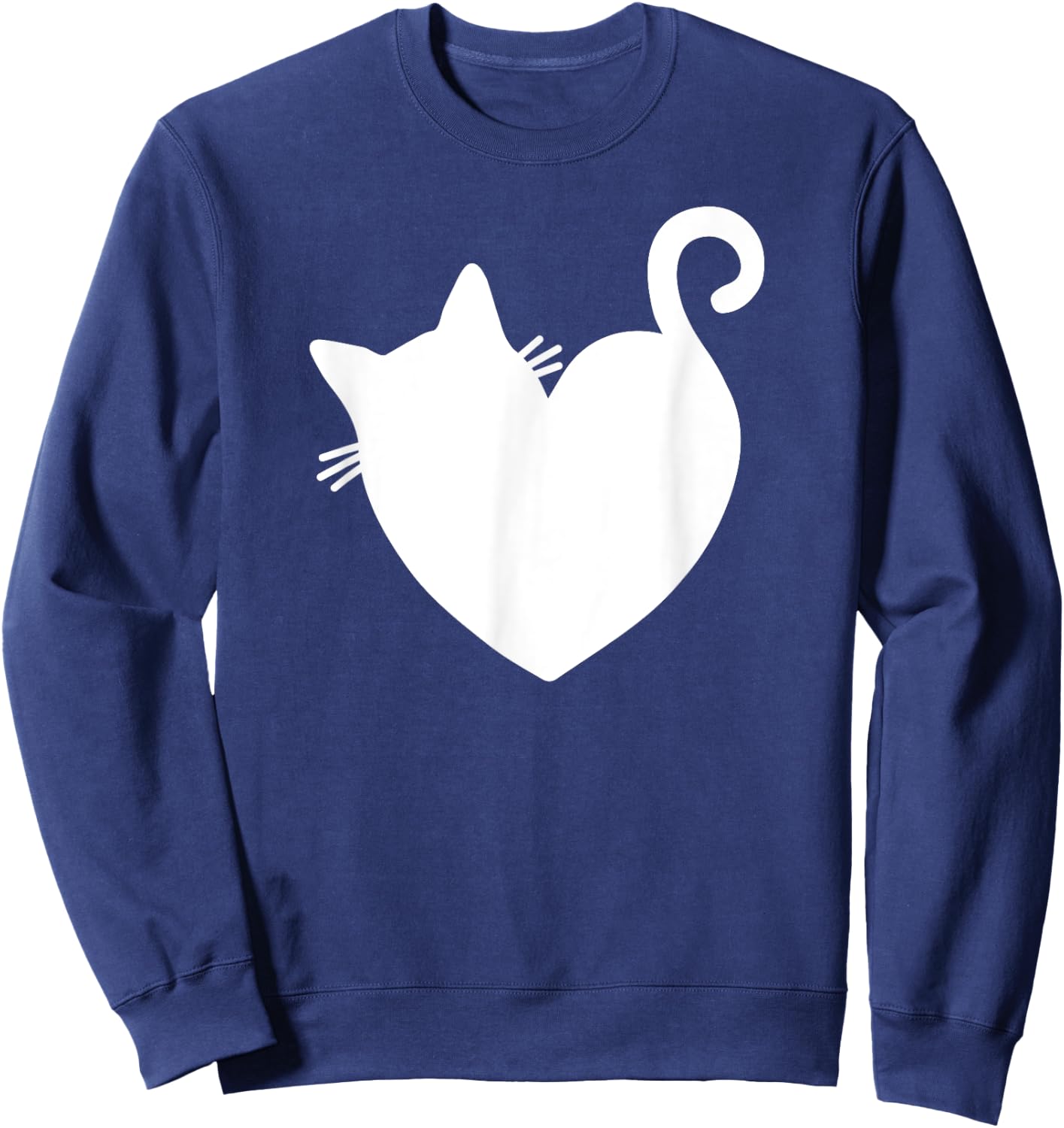 Cat Heart Graphic Women Present Valentines Day Kitty Sweatshirt - Sweatshirt | Navy
