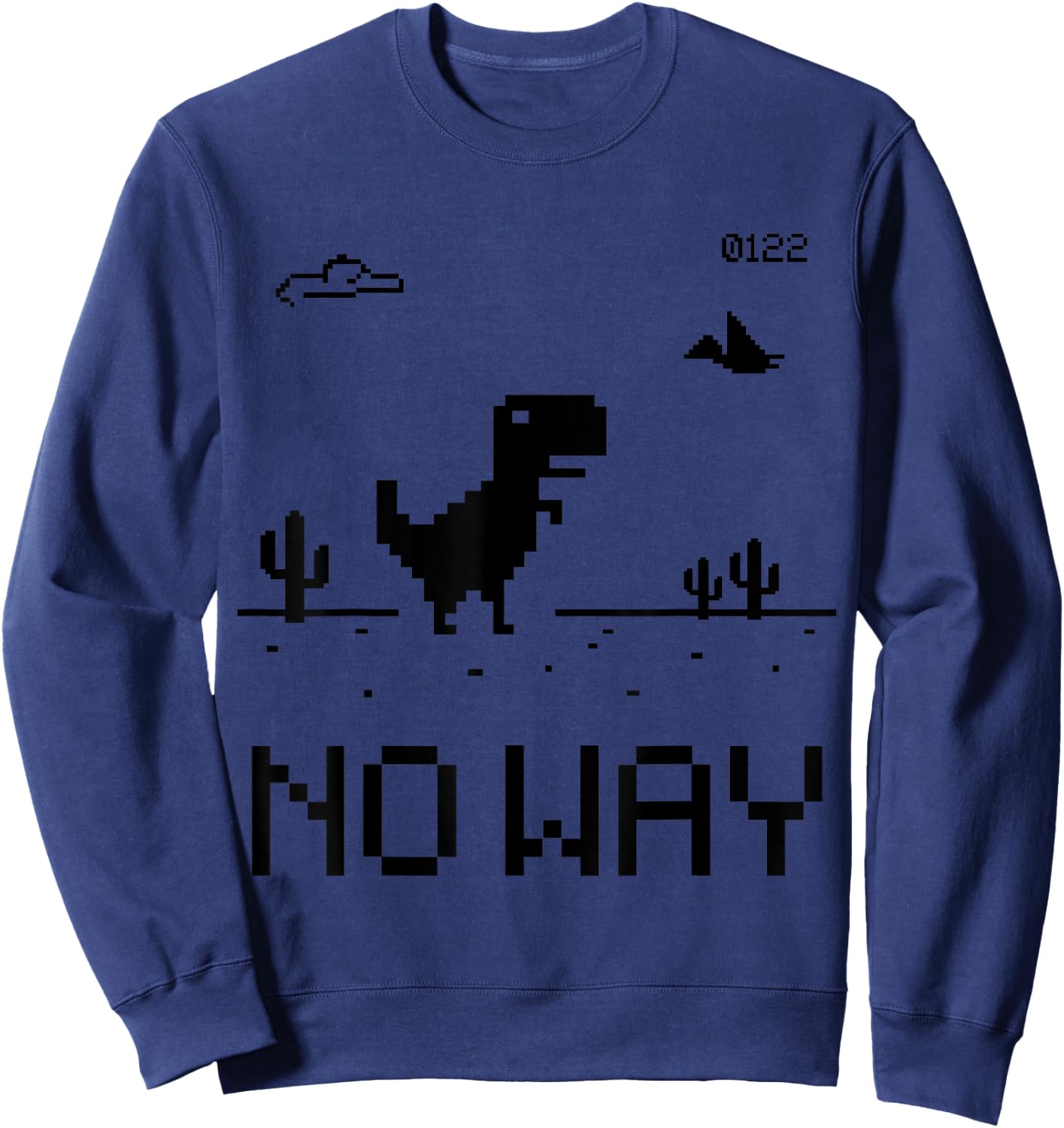 Funny Cute Pixel Offline T-Rex Game, Cool Dino Game, Gaming Sweatshirt - Sweatshirt | Navy