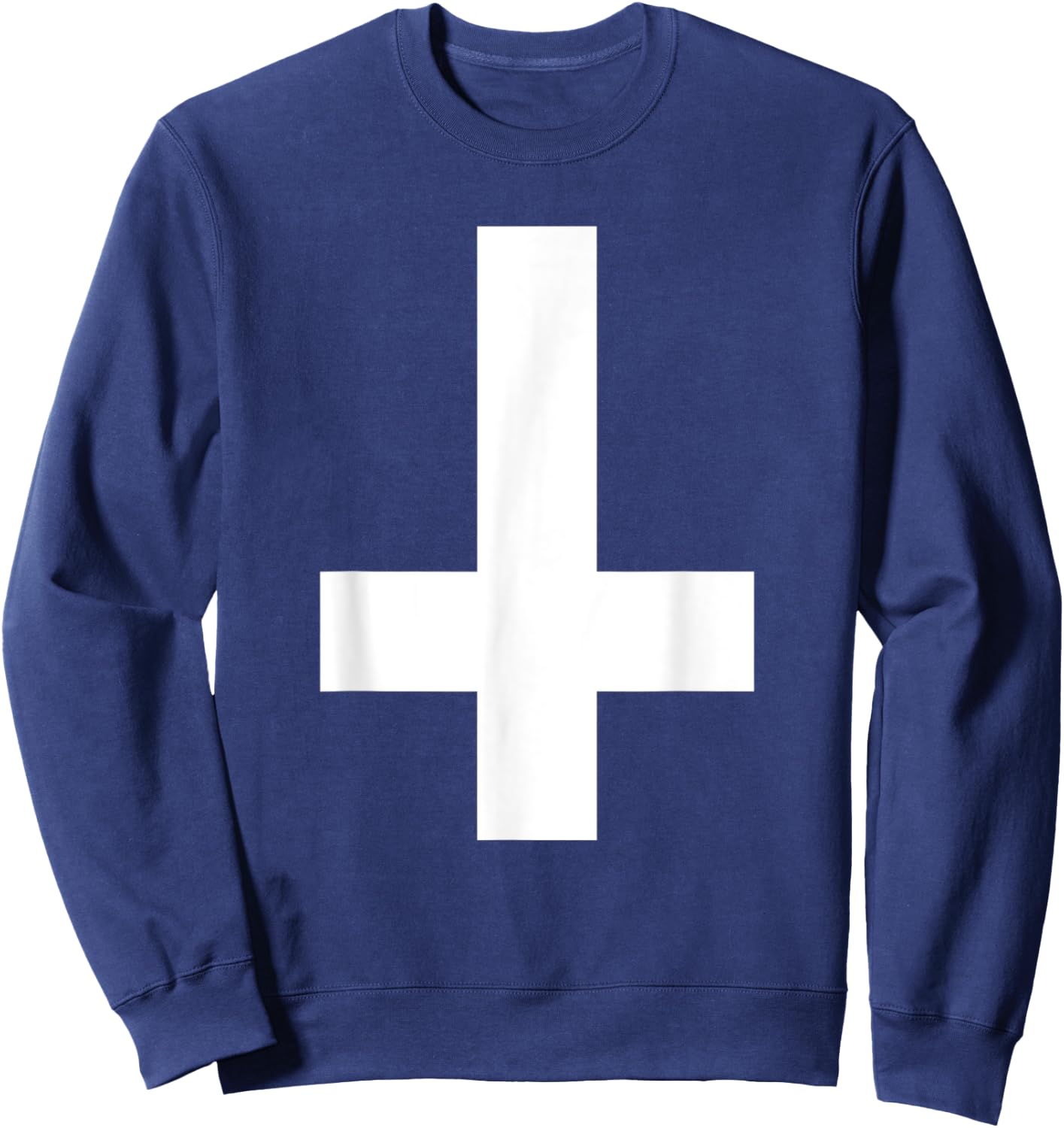Inverted Cross Upside Down Cross Sweatshirt - Sweatshirt | Navy