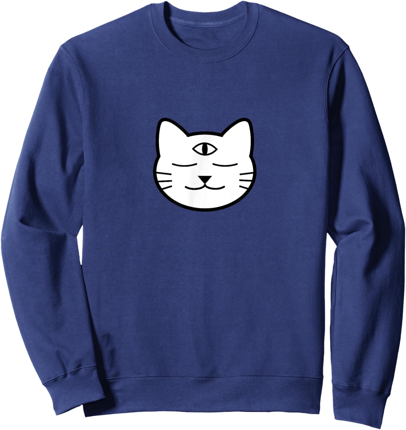 Three-Eyed Cat Third Eye Chakra Yoki Mascot Yoga Meditation Sweatshirt - Sweatshirt | Navy