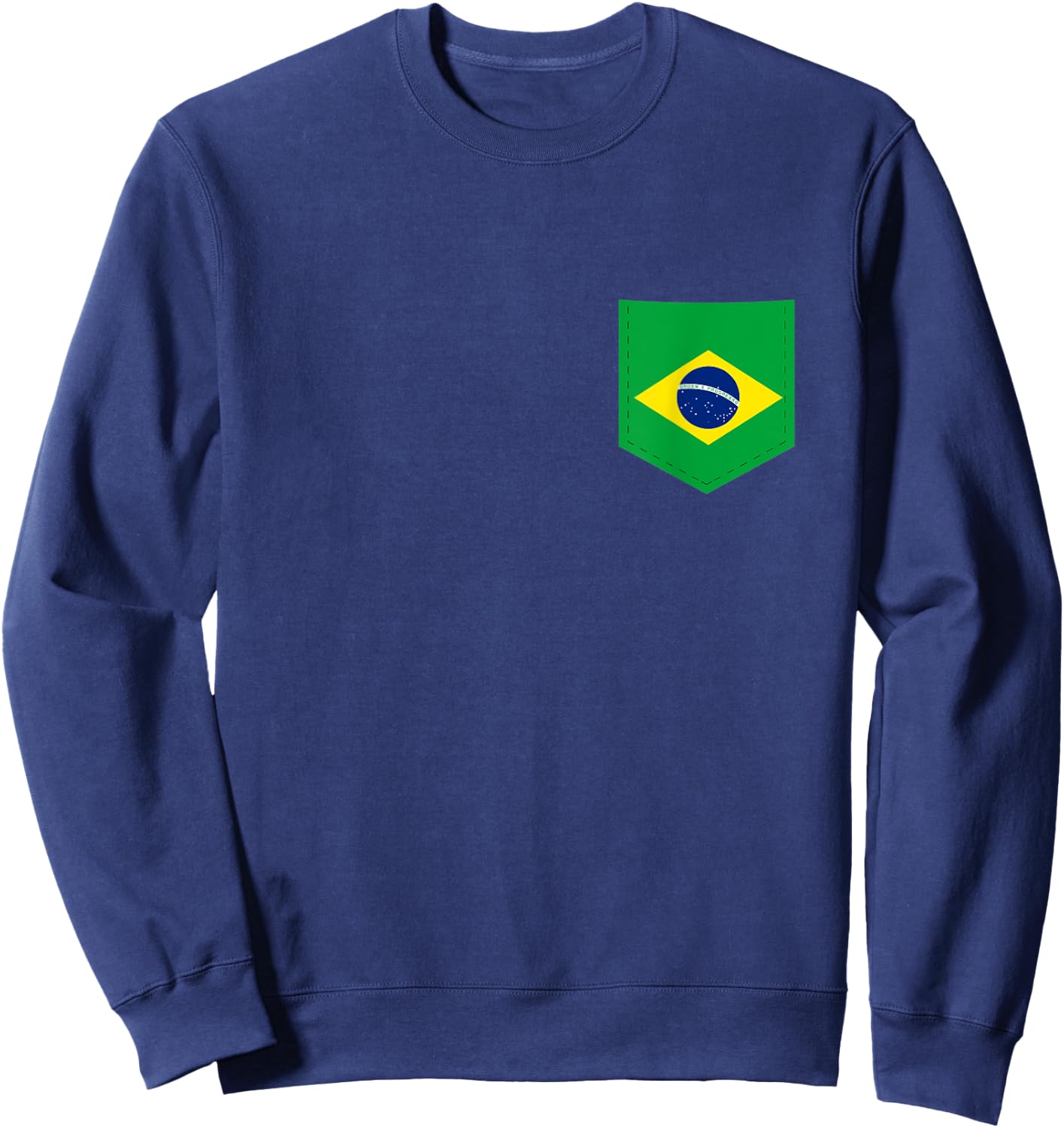 Brazil Flag with Printed Brazilian Flag Pocket Sweatshirt - Sweatshirt | Navy