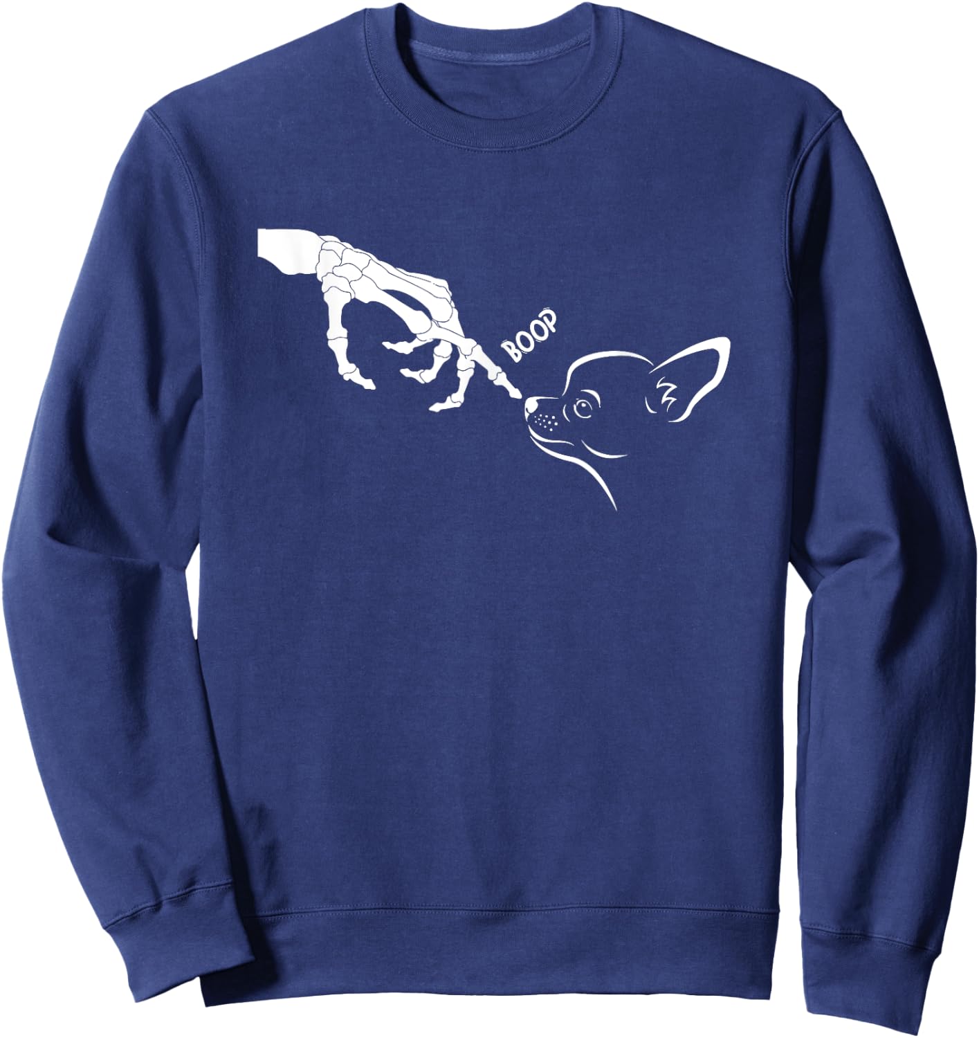 Dog Scary Skeleton Hand Boop Spooky Halloween Chihuahua Sweatshirt - Sweatshirt | Navy