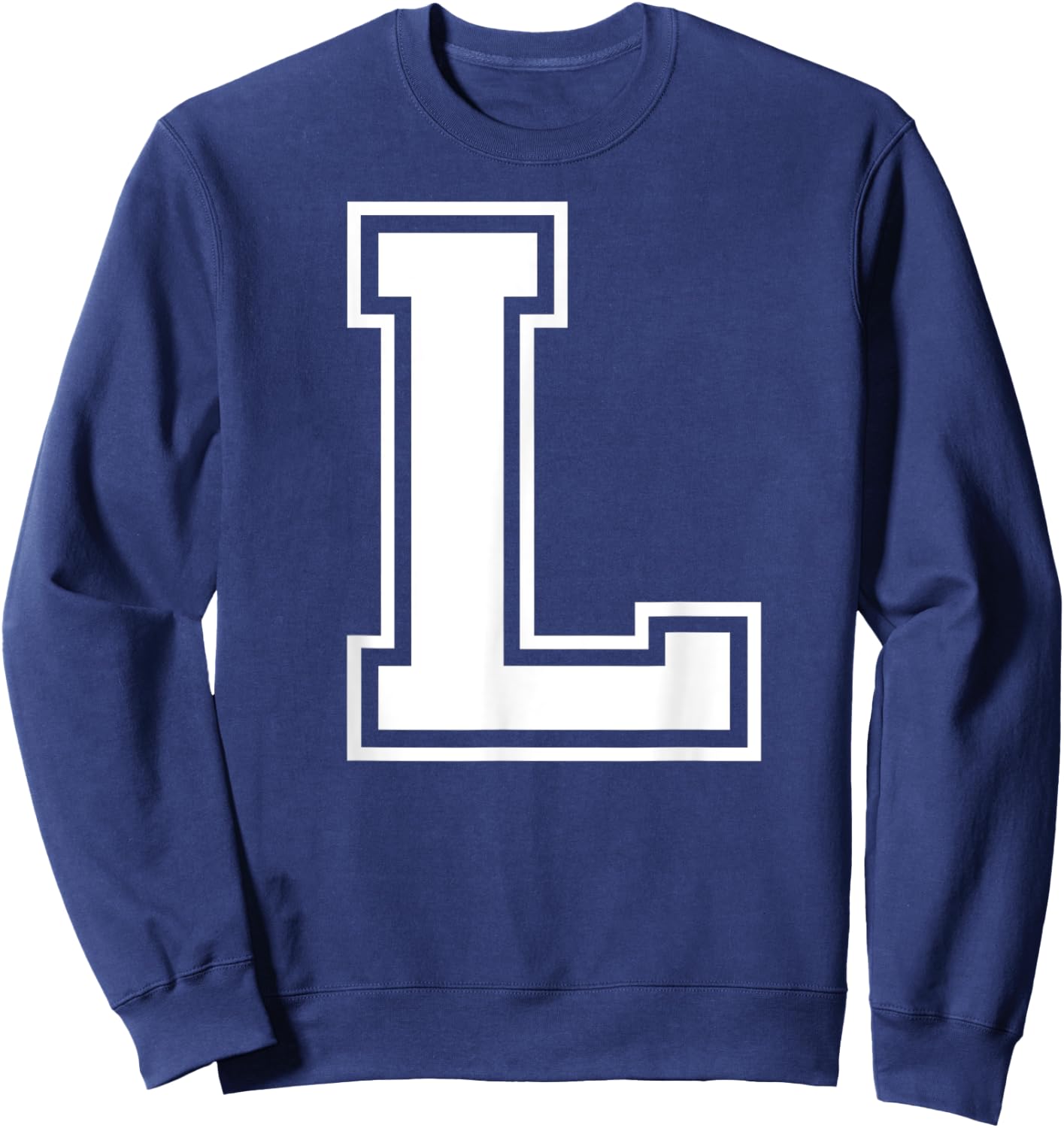 Letter L Capital Alphabet College Varsity Monogram Club Sweatshirt - Sweatshirt | Navy