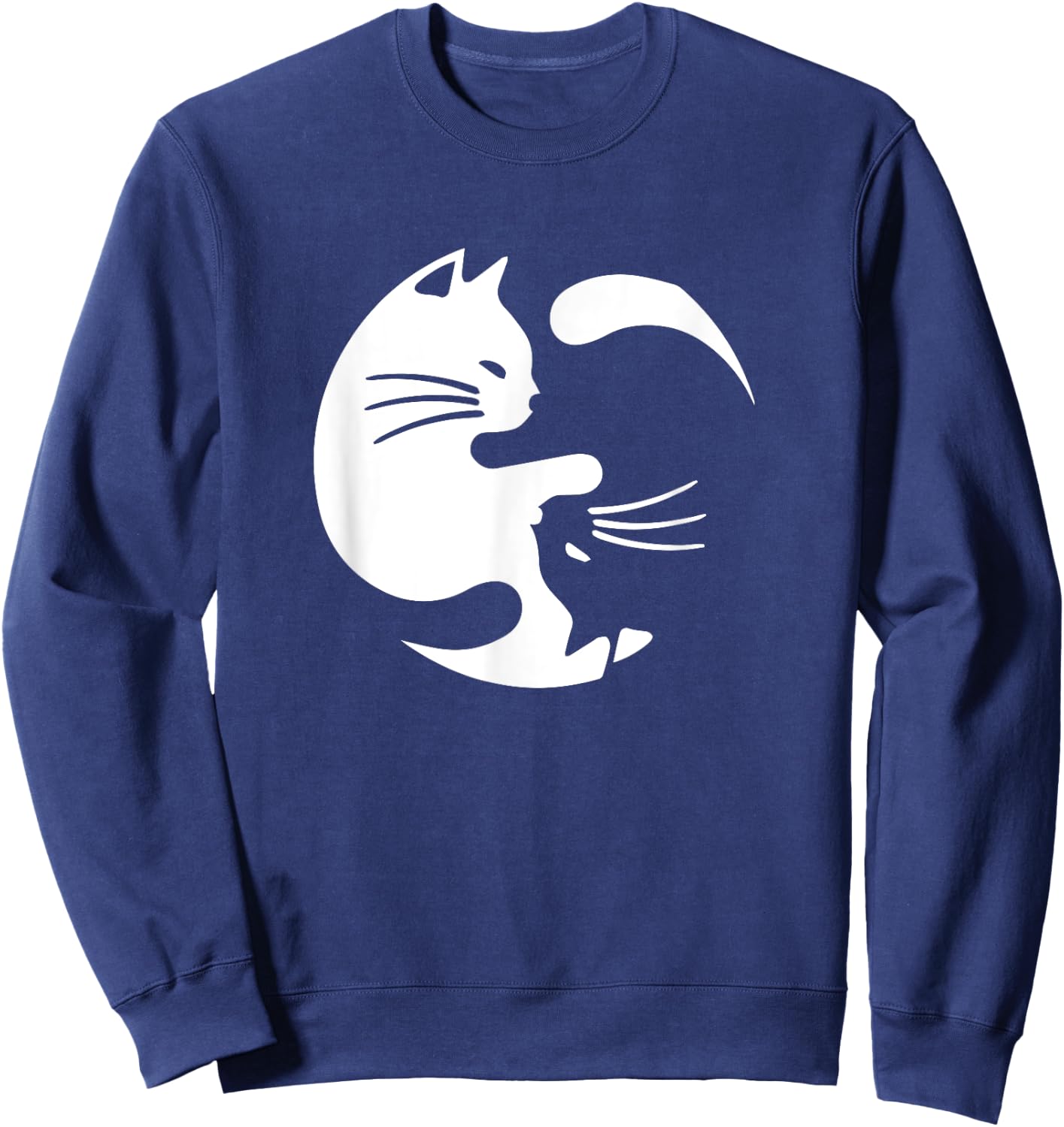 Cute Yin & Yang Cats Yoga Peace Lover Cat Lover Graphic Sweatshirt - Sweatshirt | Navy
