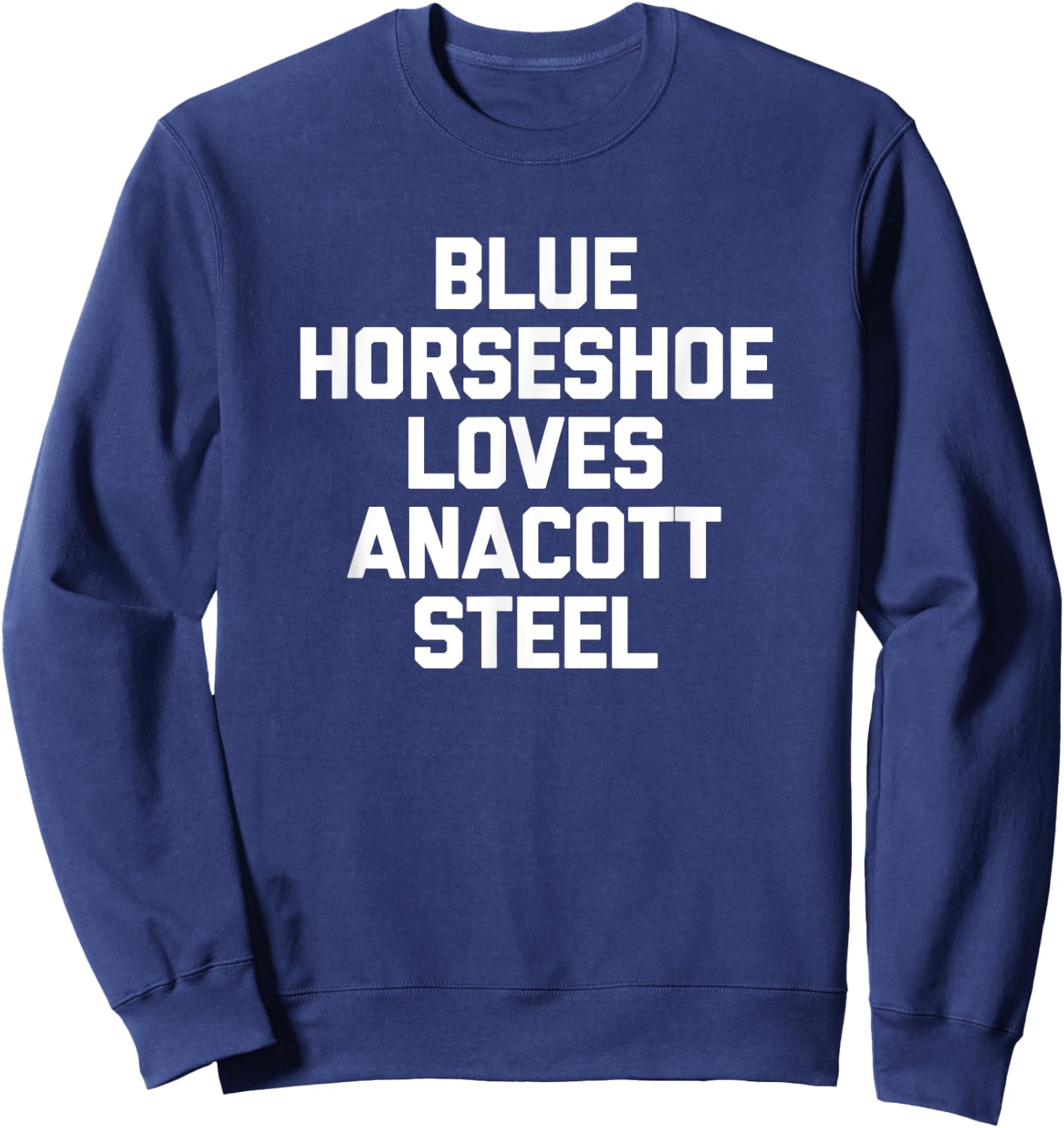 Blue Horseshoe Loves Anacott Steel - Funny Stock Market Sweatshirt - Sweatshirt | Navy