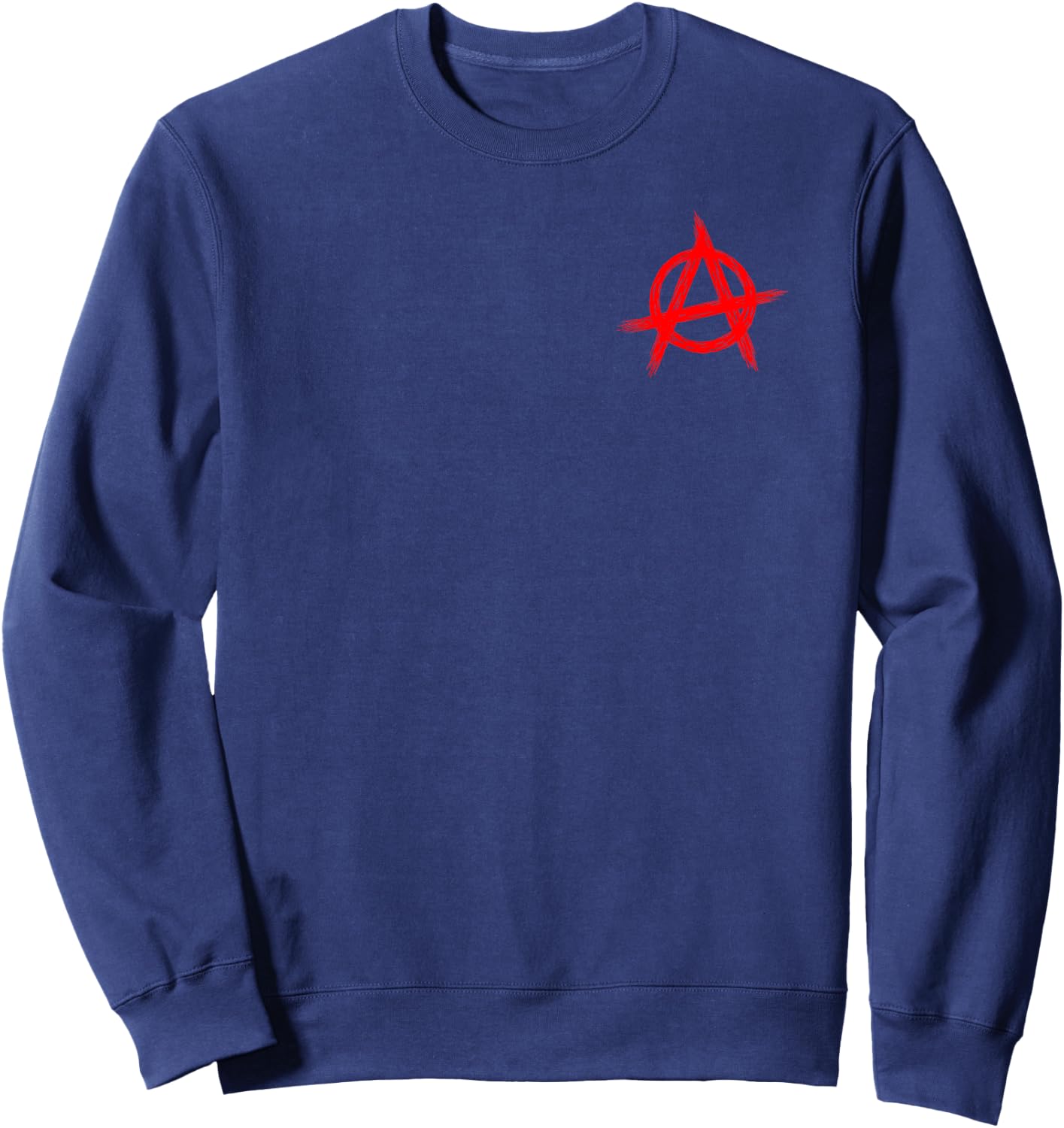 Red Anarchist Symbol Distressed Political Anarchy Rock Star Sweatshirt - Sweatshirt | Navy