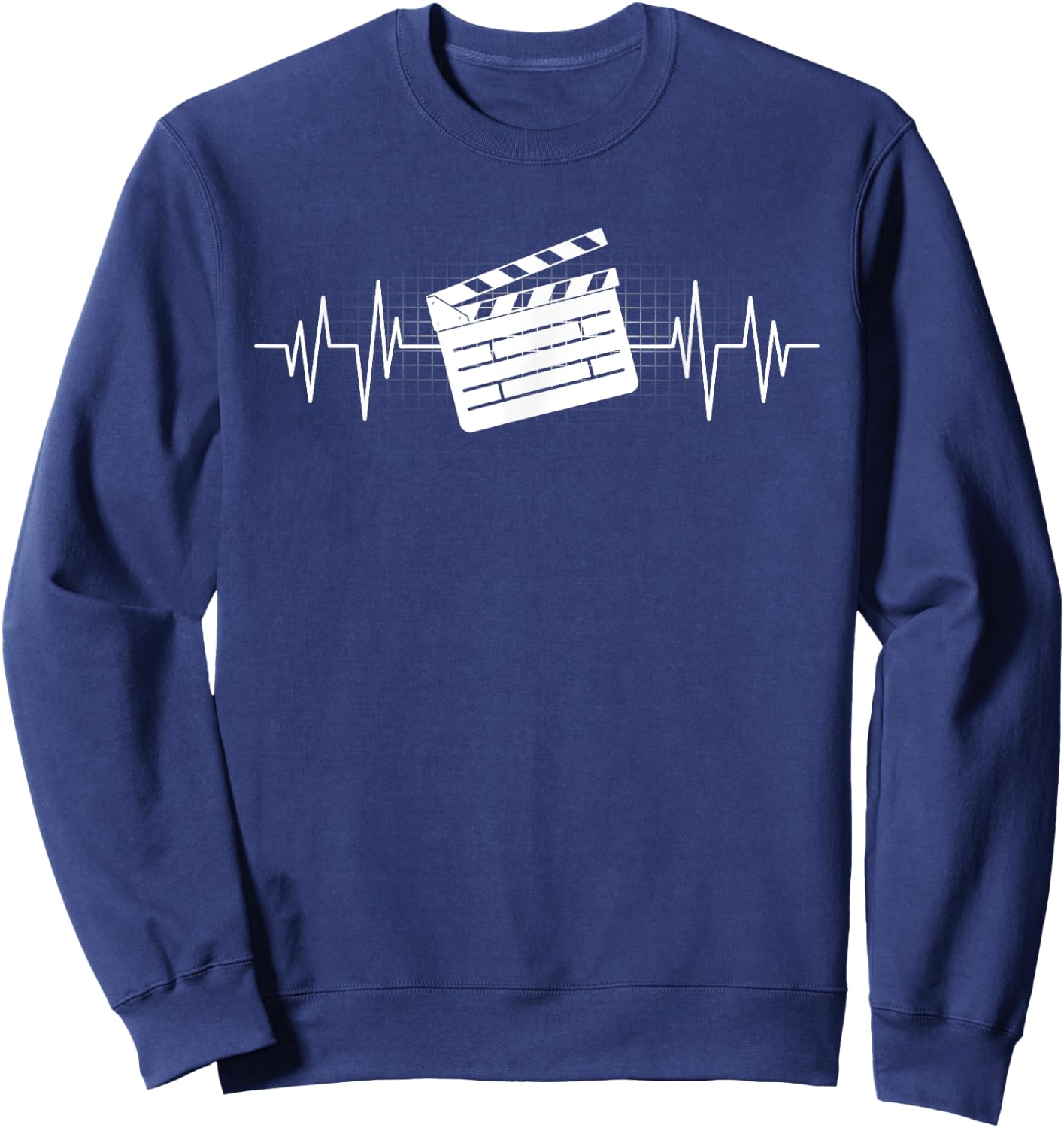 Clapperboard Heartbeat Funny EKG Filmmaker Film Lover Gift Sweatshirt - Sweatshirt | Navy