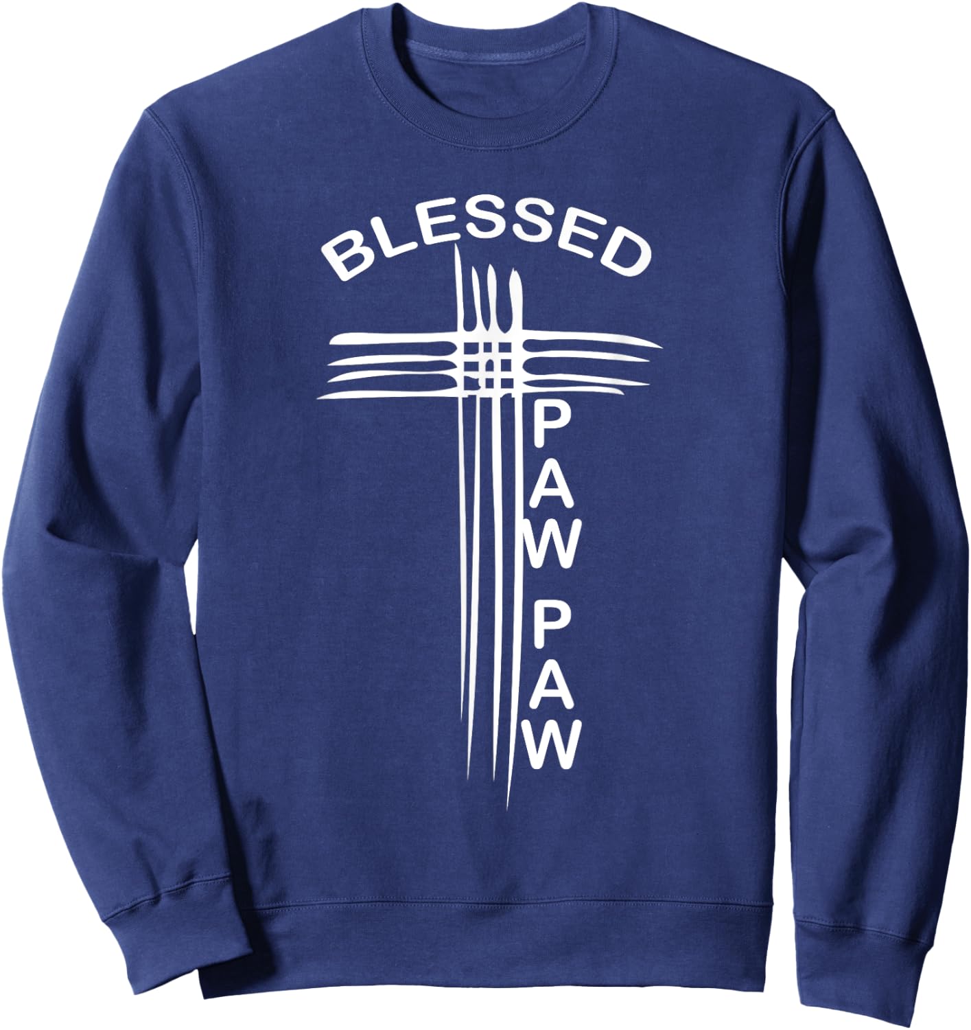 Blessed Paw Paw Grandpa Christian Cross Religious Sweatshirt - Sweatshirt | Navy