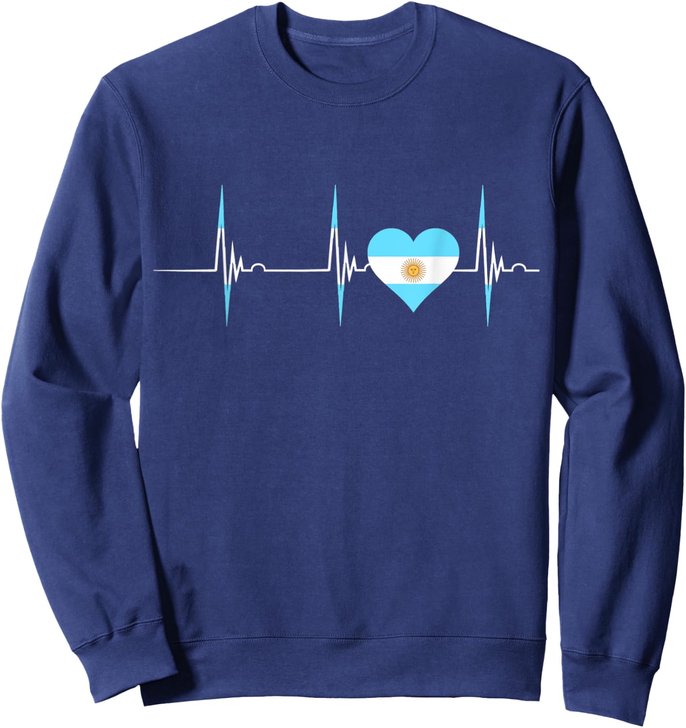 Argentina Heart Argentinian Heartbeat EKG Pulse Argentine Sweatshirt - Sweatshirt | Navy