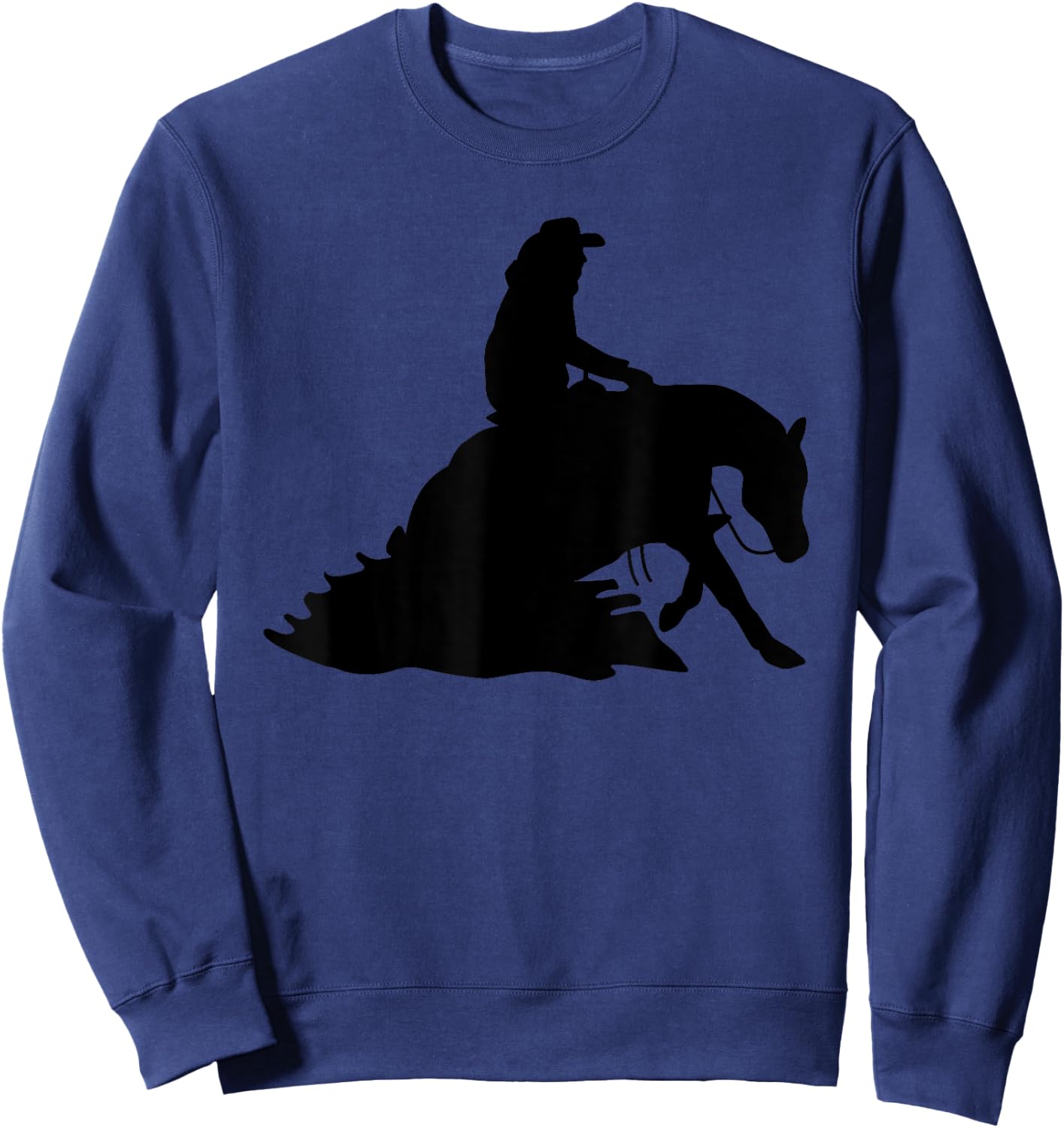 Silhouette Reining Horse Show Rider Cowboy Horseback Riding Sweatshirt - Sweatshirt | Navy