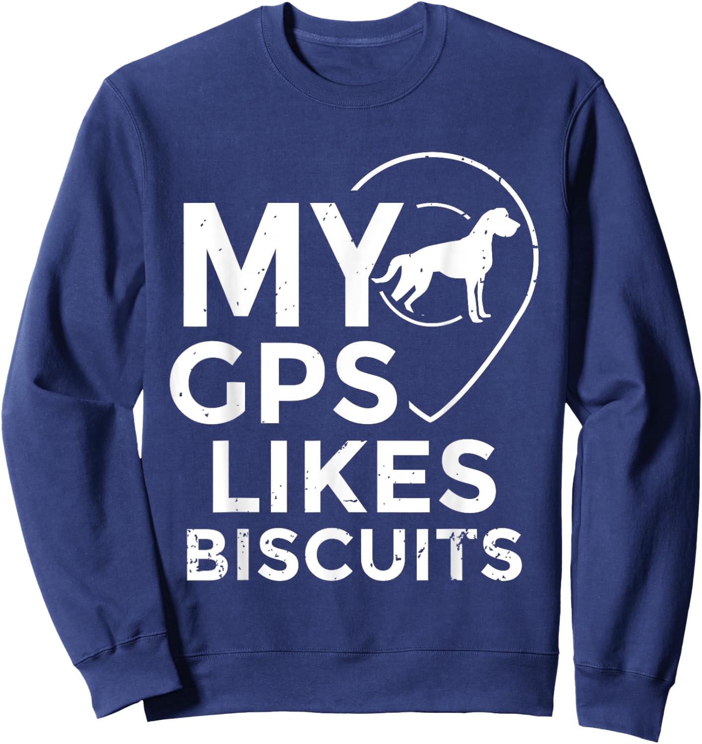 Blind Humor GPS Biscuits Blind Life Guide Dog Training Women Girls Kids Sweatshirt - Sweatshirt | Navy