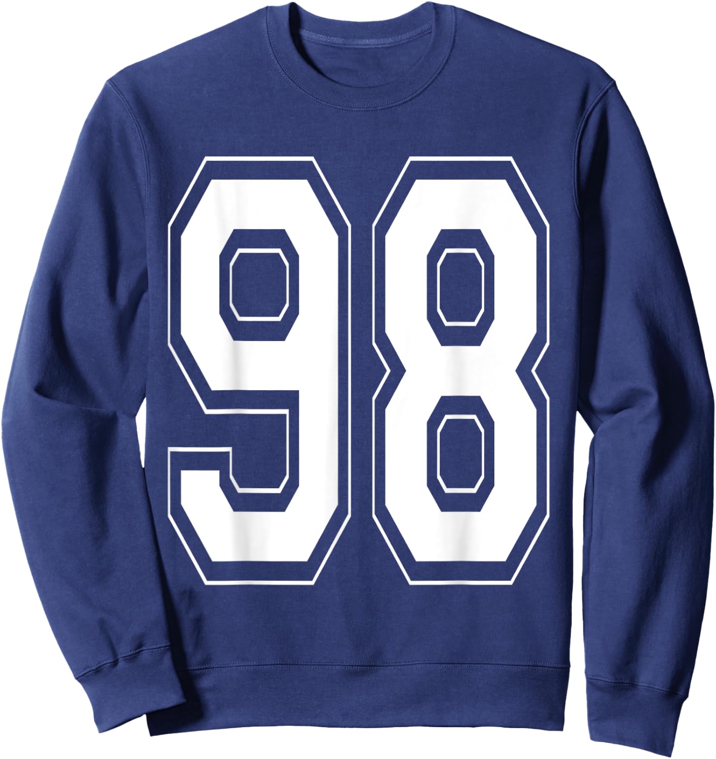 Number 98 Baseball Football Soccer Numbered Jersey Sweatshirt - Sweatshirt | Navy