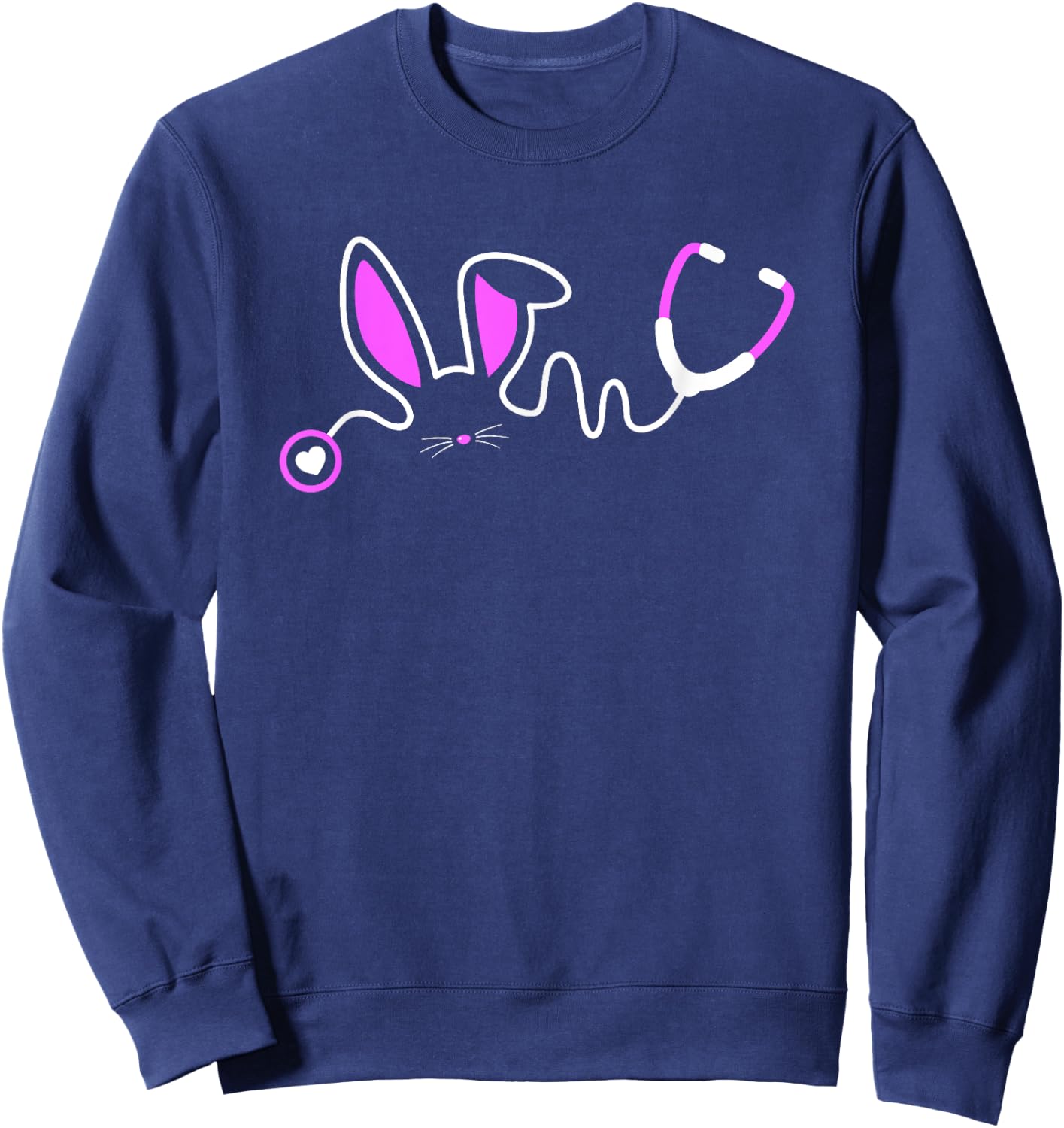 Stethoscope Easter Bunny T Shirt Nurse Doctor Egg Ears Funny Sweatshirt - Sweatshirt | Navy