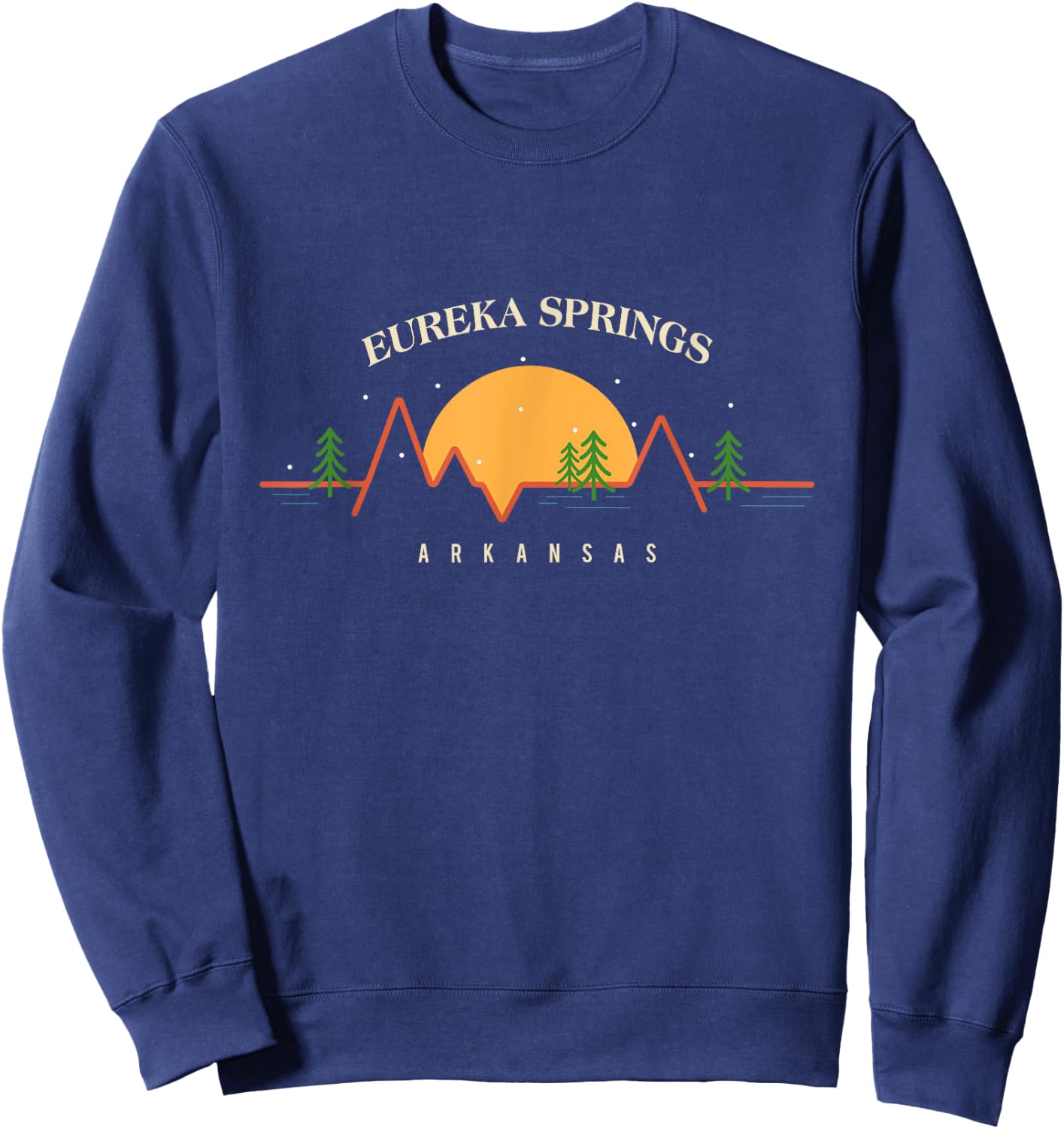 Minimal Sunset Mountains Pine Tree Eureka Springs Arkansas Sweatshirt - Sweatshirt | Navy