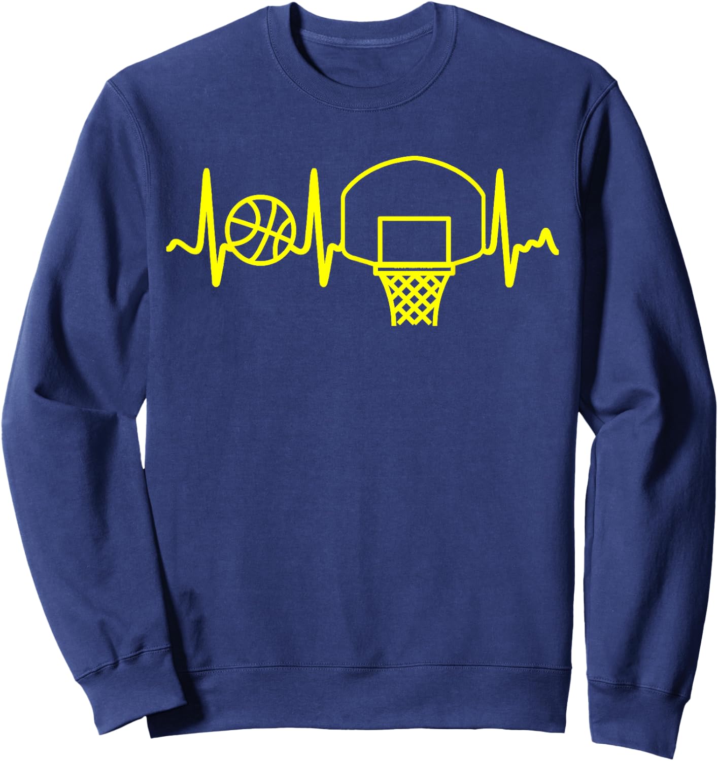 Yellow Heartbeat Basketball Backboard and Hoop Sweatshirt - Sweatshirt | Navy