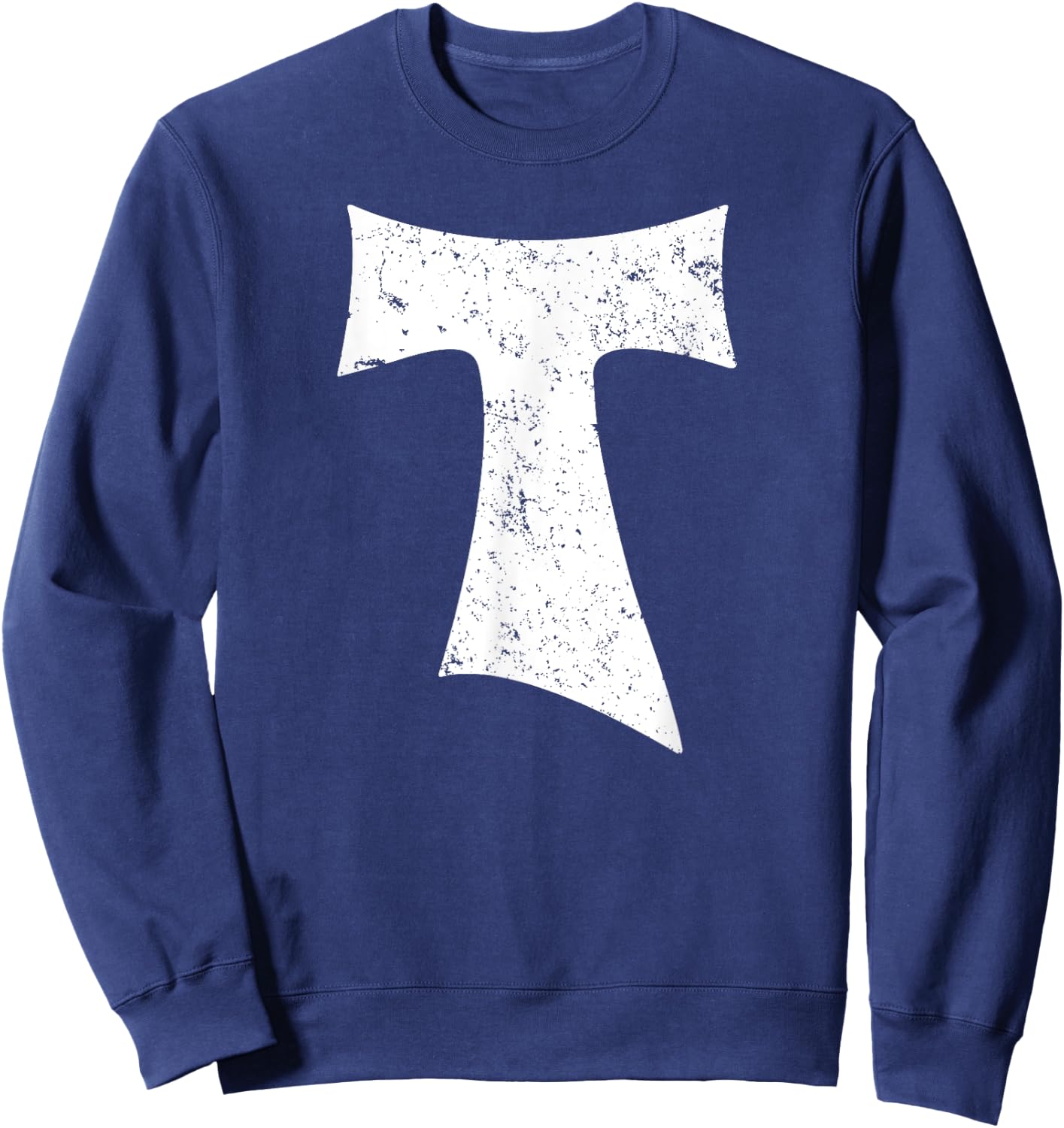 Tau Cross Franciscan Saint Anthony's Cross Catholic Sweatshirt - Sweatshirt | Navy