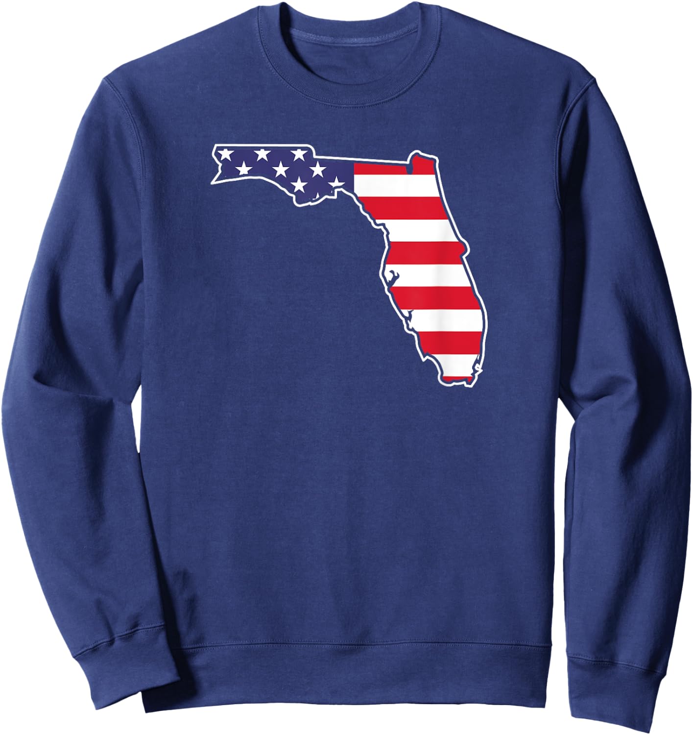 Florida USA Flag State Outline Patriotic American Women Kids Men Sweatshirt - Sweatshirt | Navy