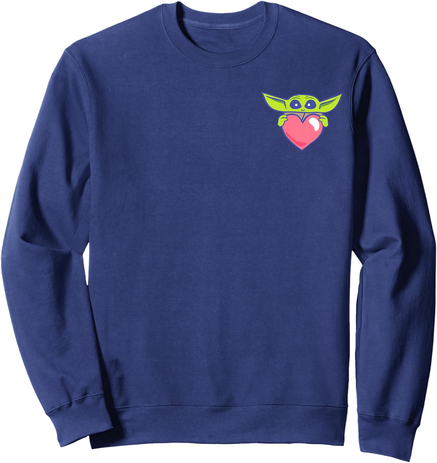 Amazon Essentials The Mandalorian Grogu Holding a Valentine's Heart Sweatshirt - Sweatshirt | Navy