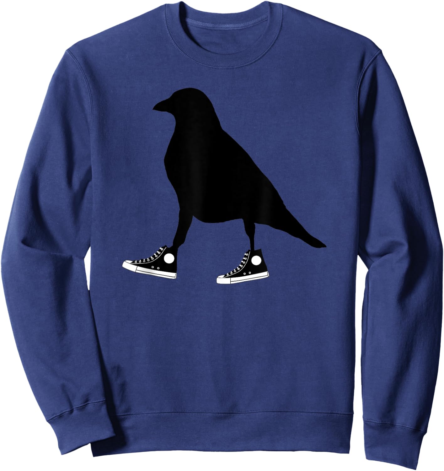 Funny Crow In Tennis Shoes Ornithology Novelty Bird Design Sweatshirt - Sweatshirt | Navy