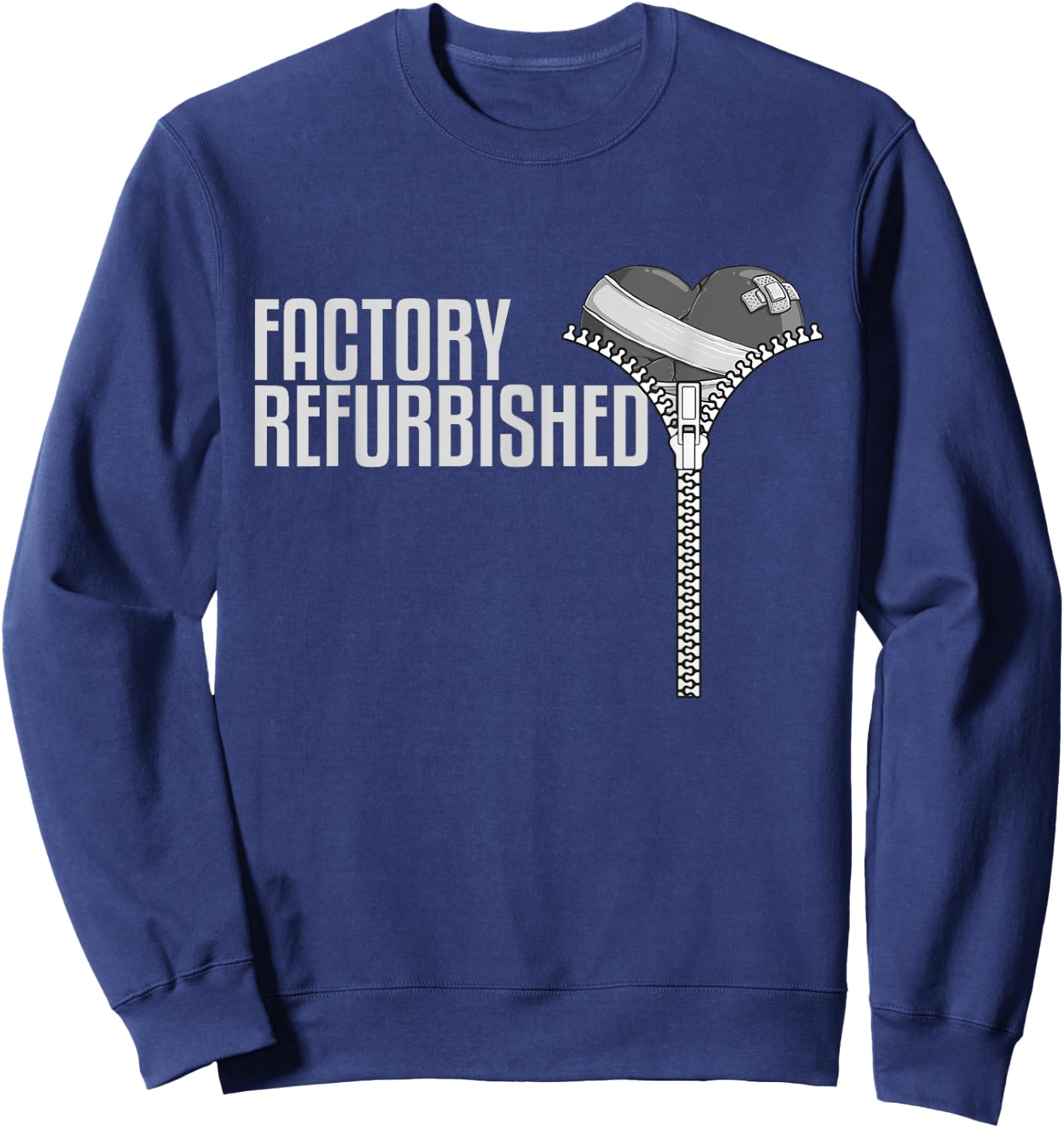 Funny Factory Refurbished Gift Open Heart Surgery Survivors Sweatshirt - Sweatshirt | Navy