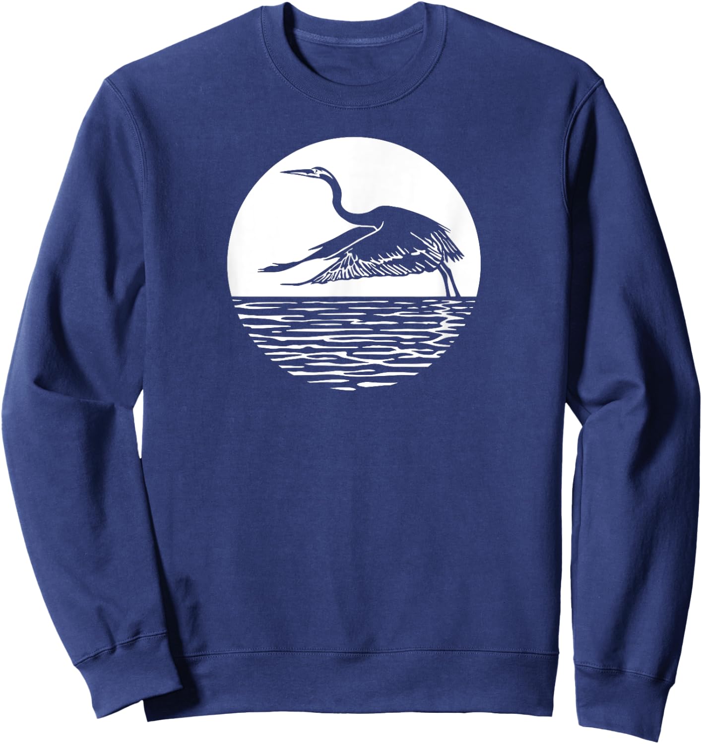 Great Graceful Blue Heron Flying in front of Sun Sweatshirt - Sweatshirt | Navy