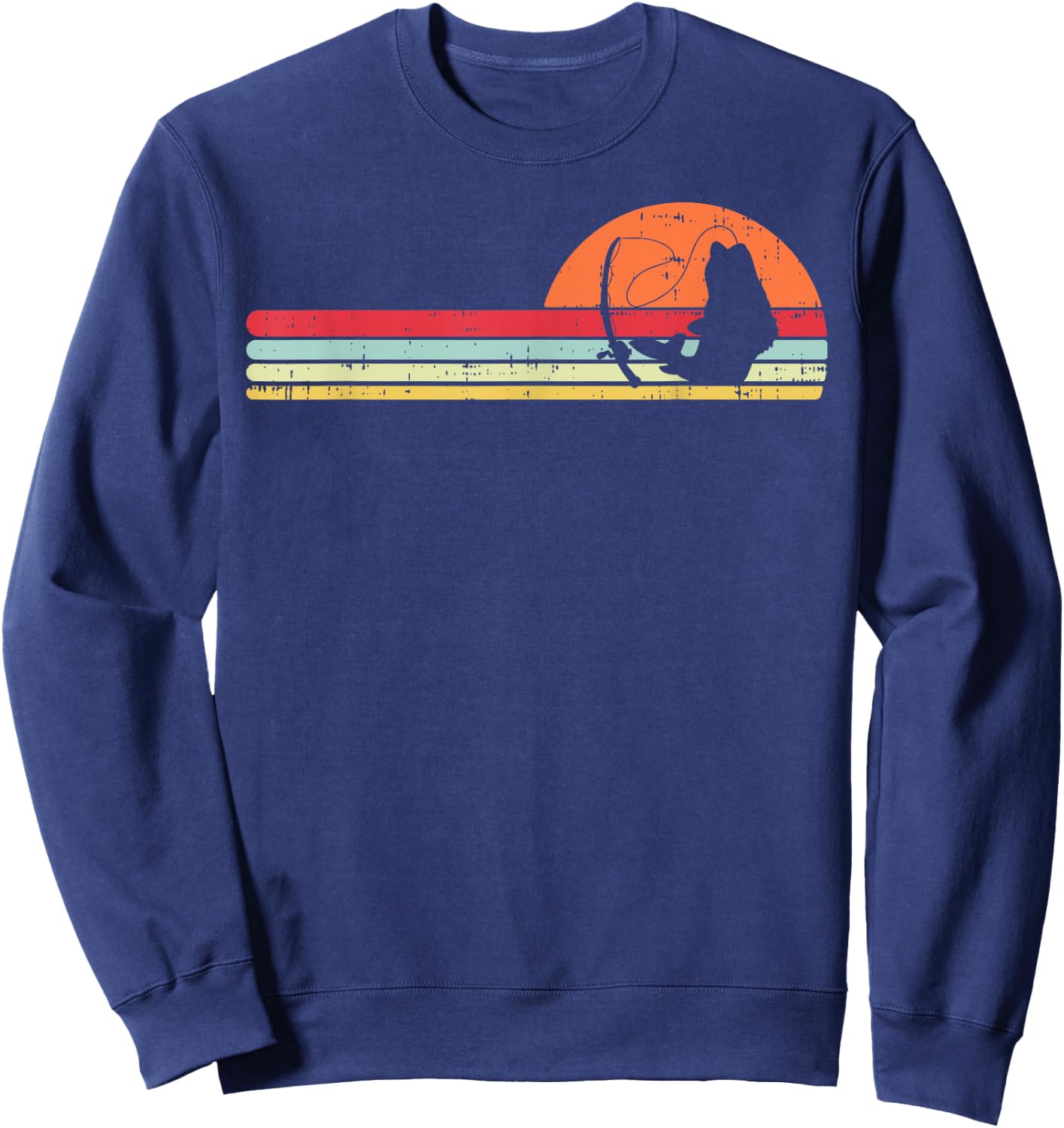 Fish Fishing Rod Sunset Retro Angling Fisherman Angler Gift Sweatshirt - Sweatshirt | Navy