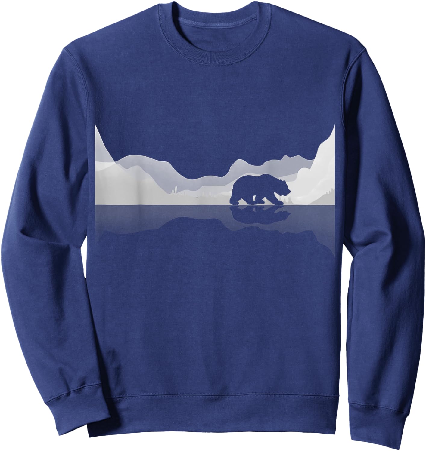 Trees Reflection Wildlife Nature Animal Bear Outdoor Forest Sweatshirt - Sweatshirt | Navy