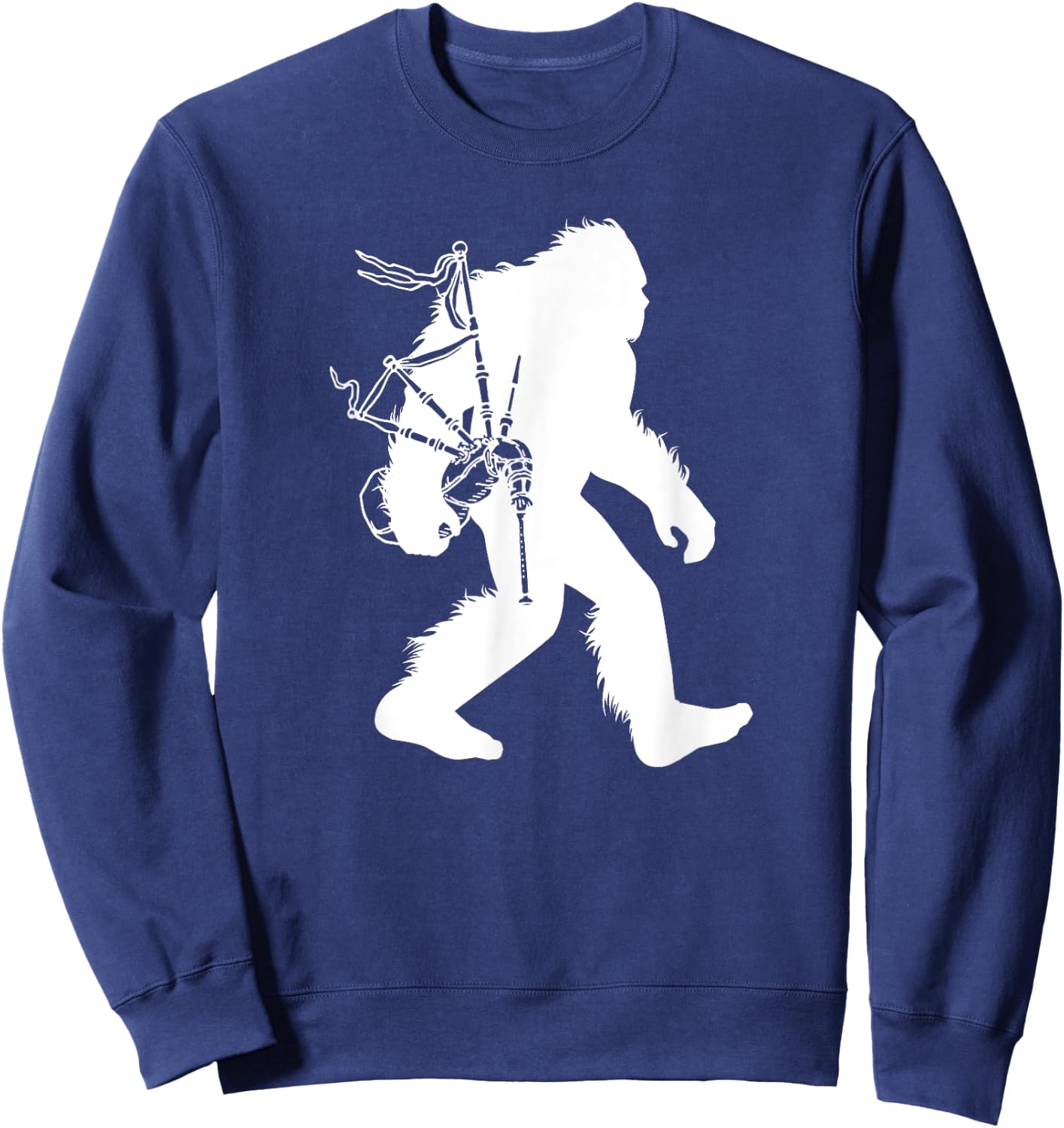 Bigfoot Bagpipes Irish Cryptid Scottish Sasquatch Bagpiper Sweatshirt - Sweatshirt | Navy