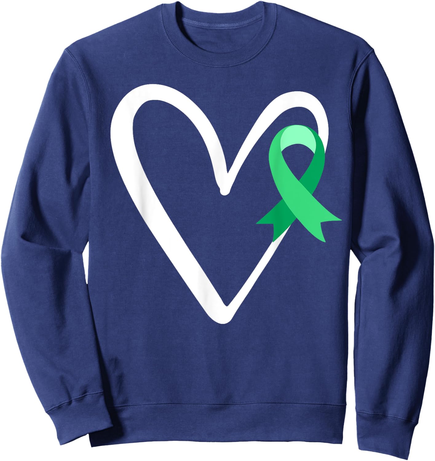 Heart Liver Cancer Awareness Green Ribbon Warrior Sweatshirt - Sweatshirt | Navy