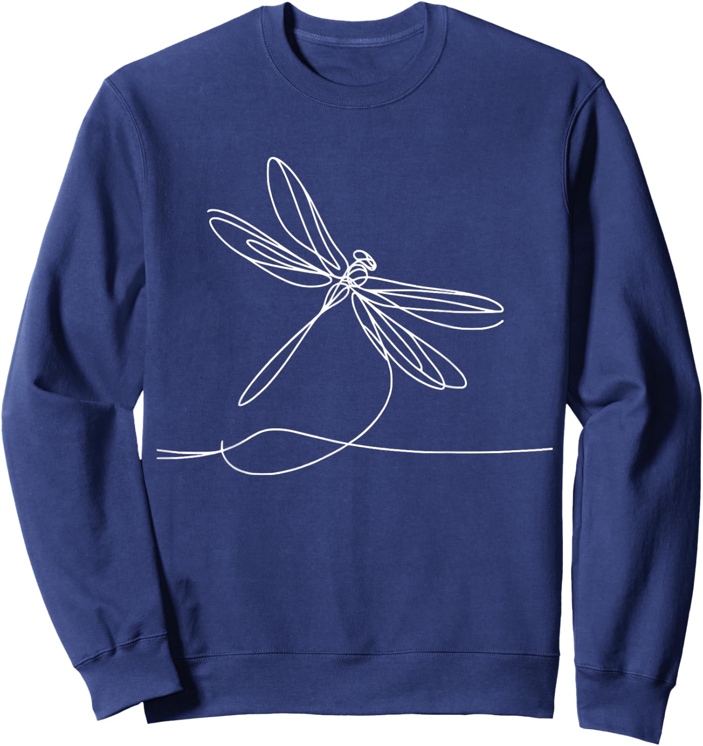 Elegant Line Art Simple Drawing Artwork Dragonfly Sweatshirt - Sweatshirt | Navy