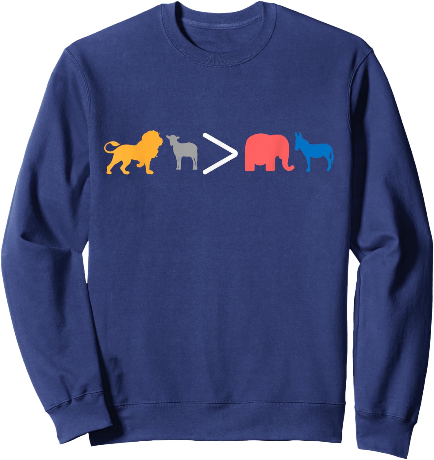 Christian Lion Lamb greater than Republican and Democrat Sweatshirt - Sweatshirt | Navy