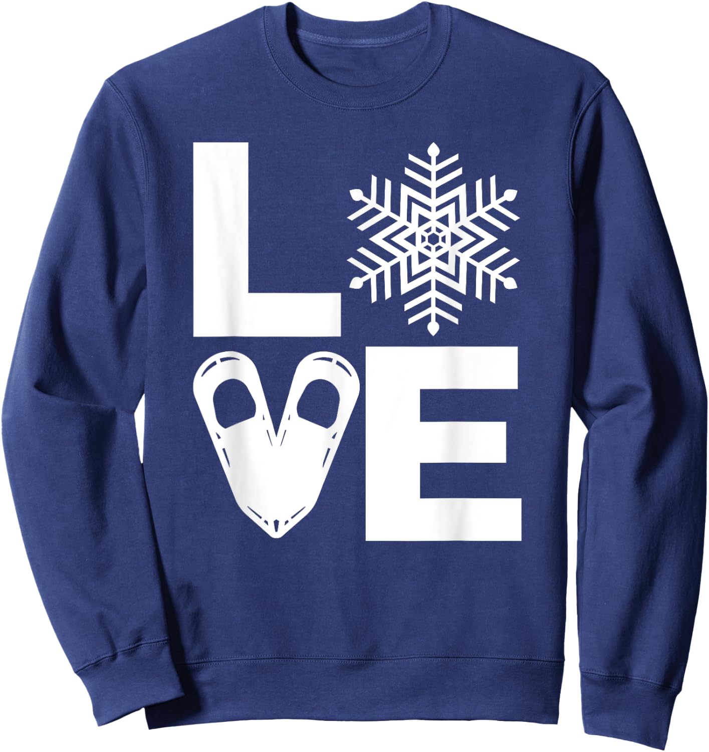 Snowshoe Lover, Snowshoeing Gift, the word LOVE Sweatshirt - Sweatshirt | Navy