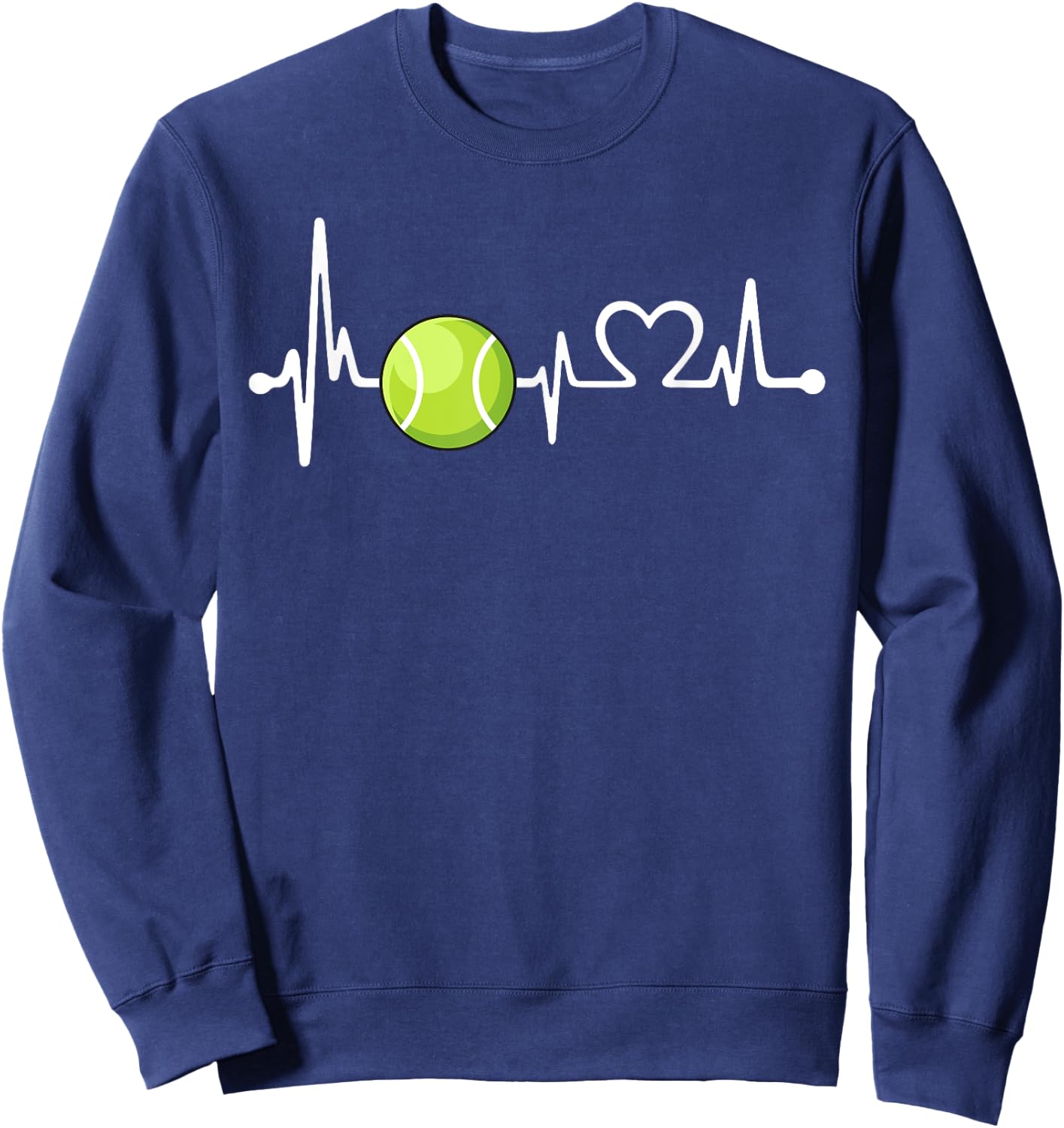 Funny Tennis Coach & Player Gift | Love Tennis Heartbeat Sweatshirt - Sweatshirt | Navy
