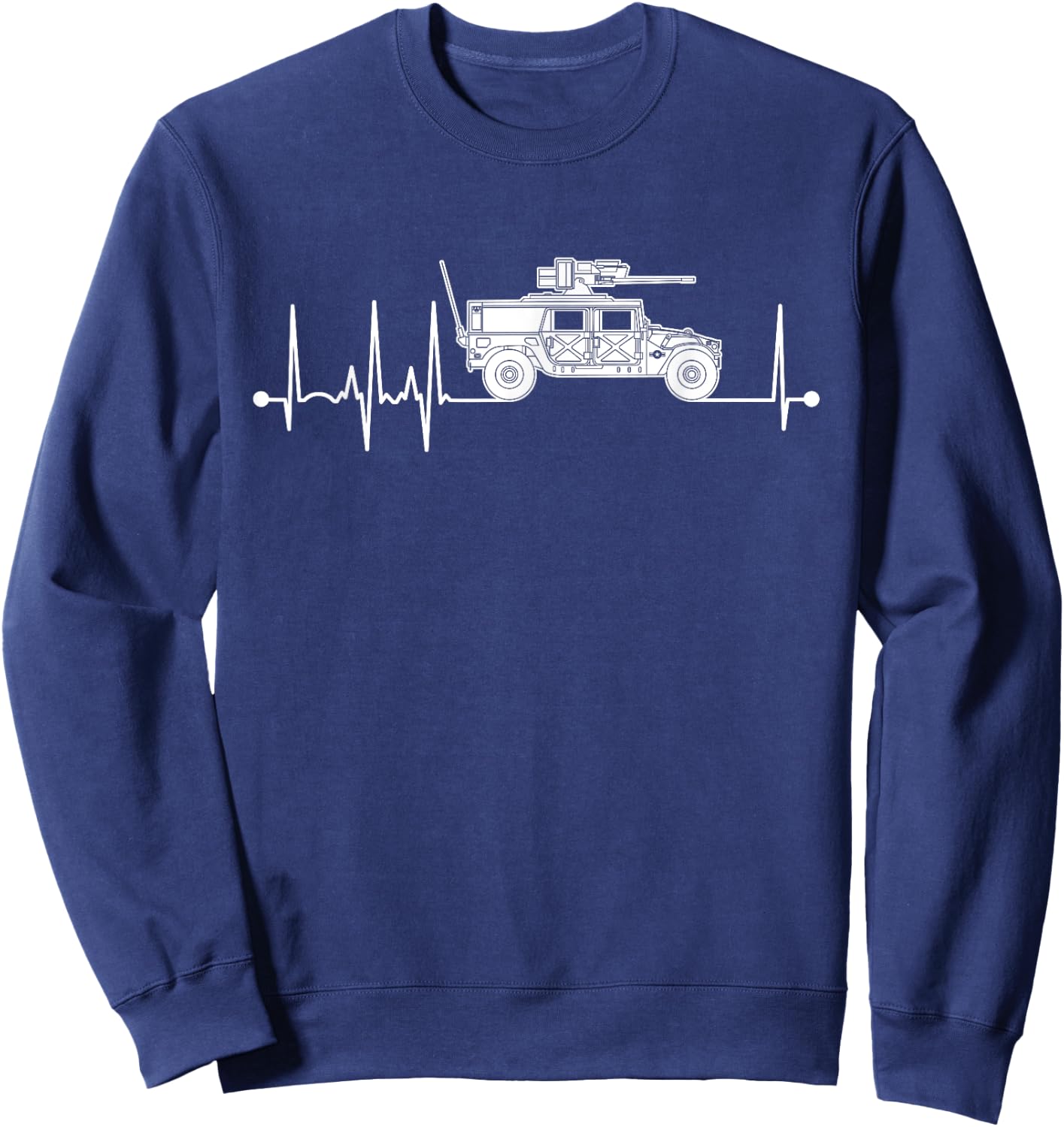 Humvee Heartbeat Military Pulse ECG Humvee Sweatshirt - Sweatshirt | Navy