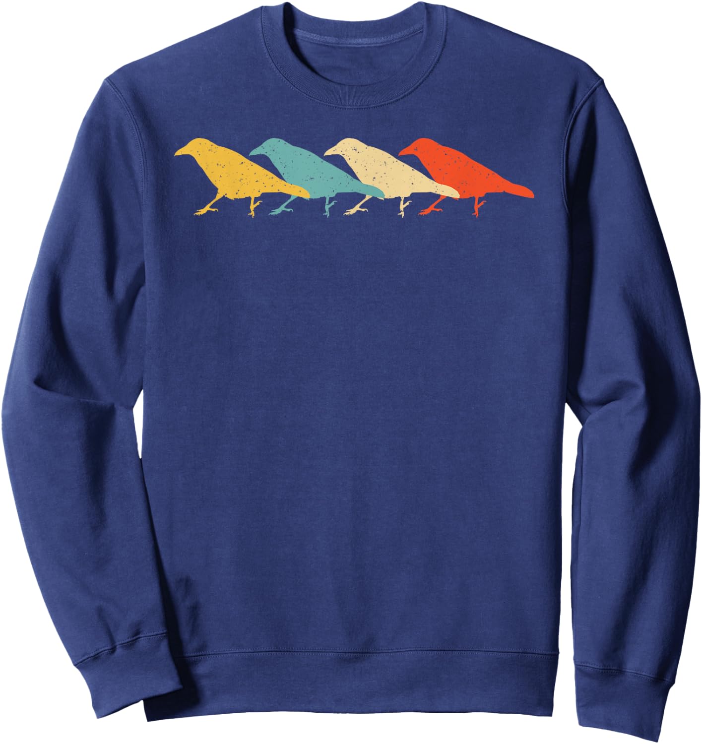 Crow Vintage Retro Raven Bird Lover 60s 70s Gift Sweatshirt - Sweatshirt | Navy