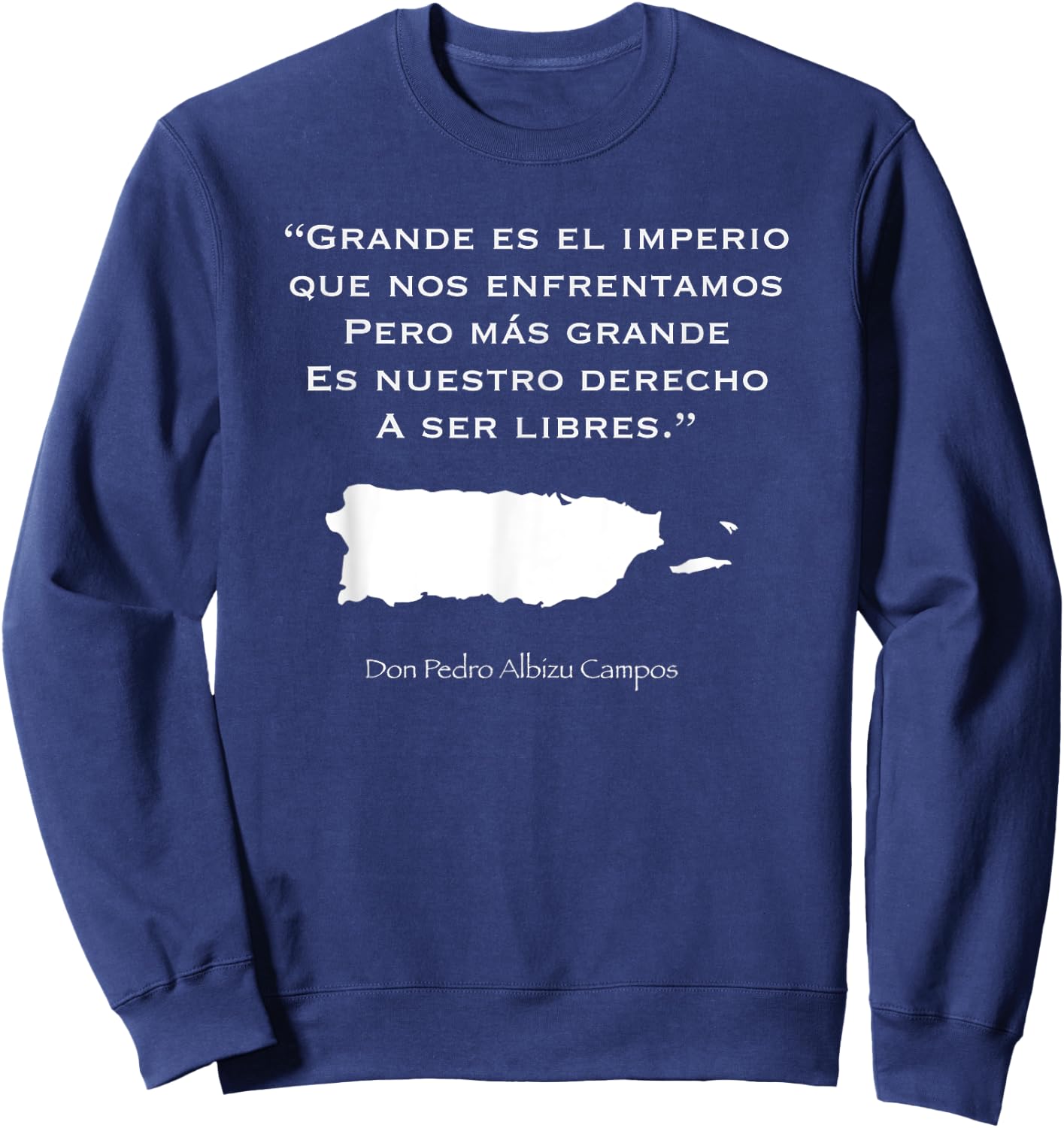 Pedro Albizu Campos Puerto Rico Boricua Short Sleeve Sweatshirt - Sweatshirt | Navy