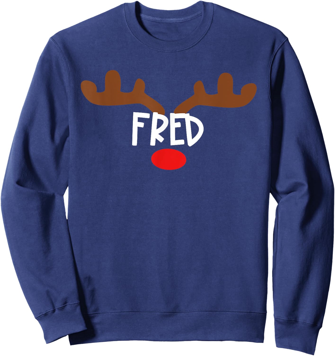 Fred Reindeer Antlers - Funny Christmas Gift Sweatshirt - Sweatshirt | Navy