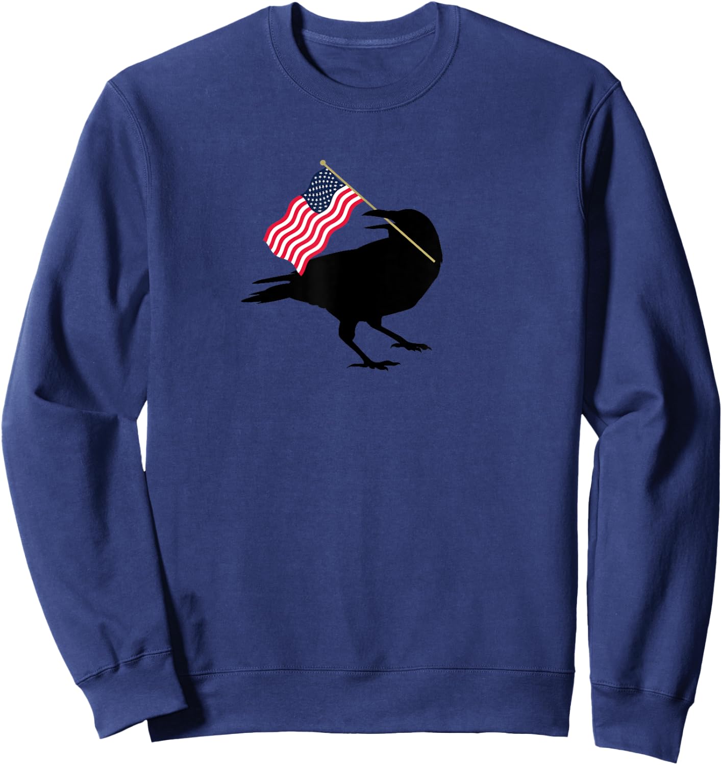 Patriotic Blackbird Crow with American Flag for Bird Lovers Sweatshirt - Sweatshirt | Navy