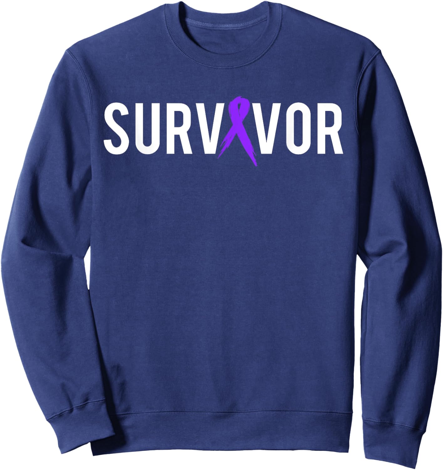 Pancreatic Cancer Survivor Design Gift With Support Ribbon Sweatshirt - Sweatshirt | Navy