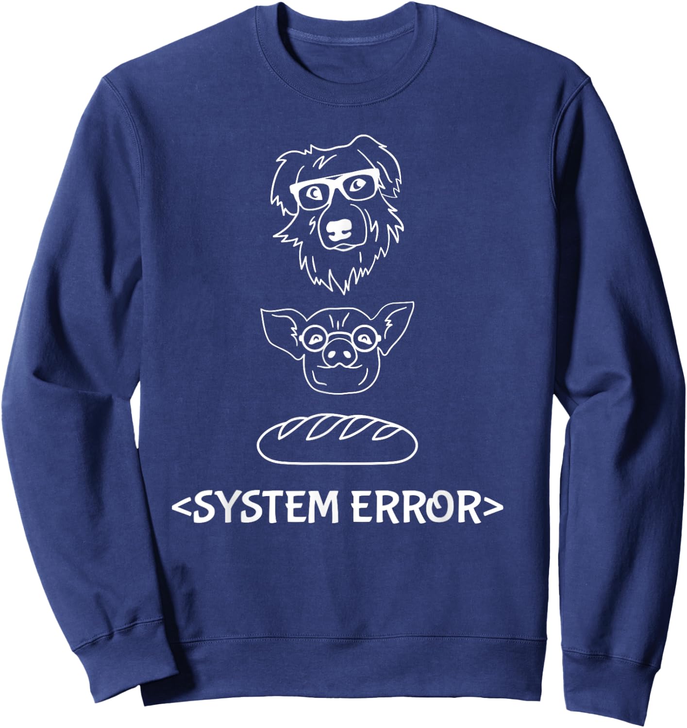 Dog Pig Loaf of Bread System Error Monchi the Pug Robot Women Girls Kids Sweatshirt - Sweatshirt | Navy