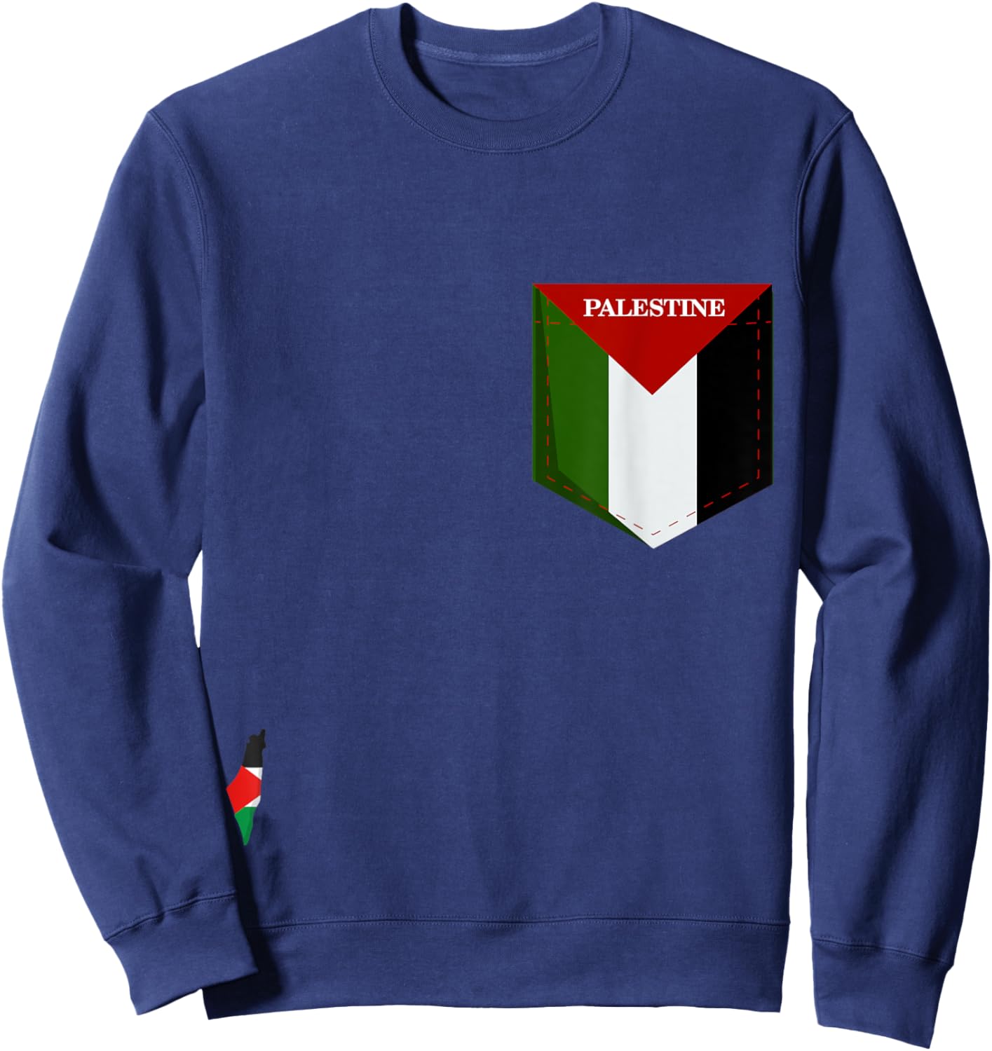 Cool Palestine Flag in the Pocket, I Love Palestine Graphic Sweatshirt - Sweatshirt | Navy
