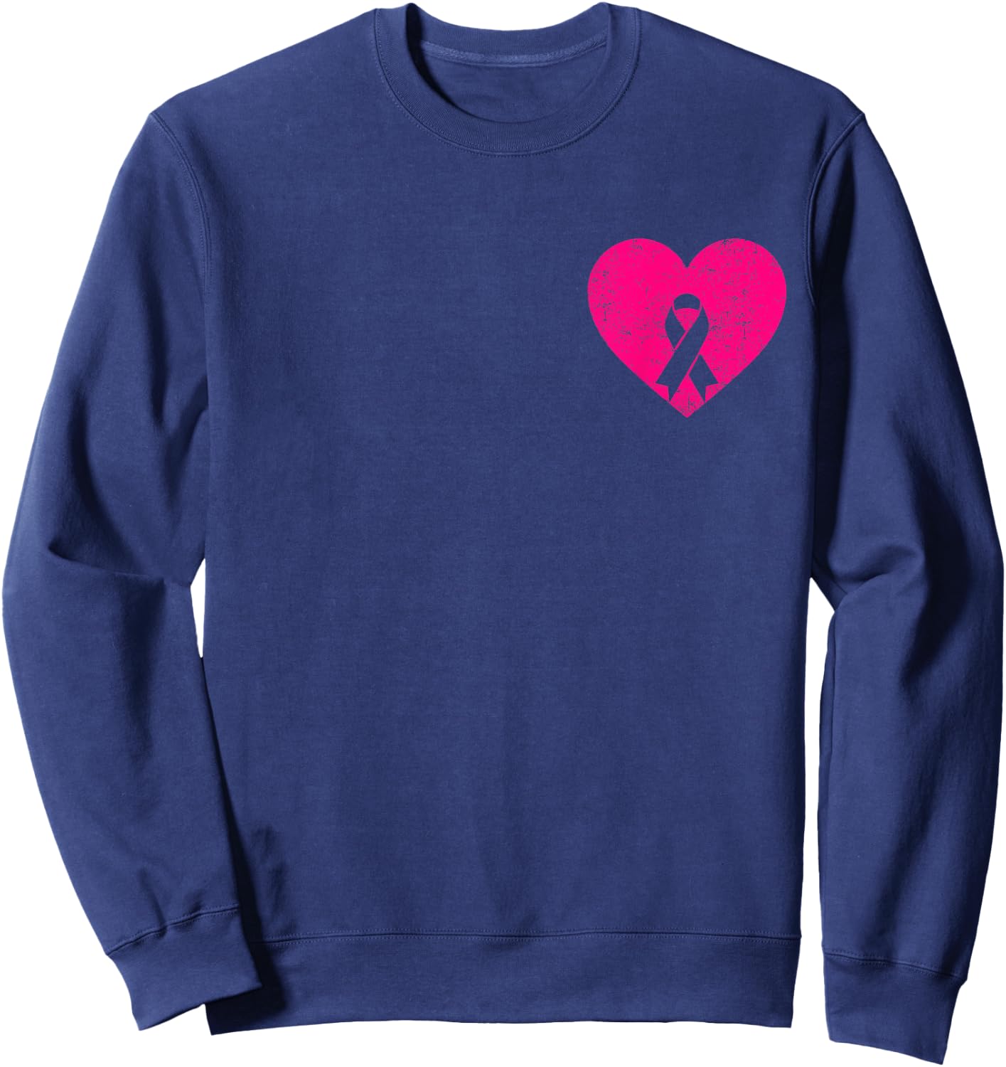 Heart Pink Breast Cancer Awareness Women Warrior Sweatshirt - Sweatshirt | Navy