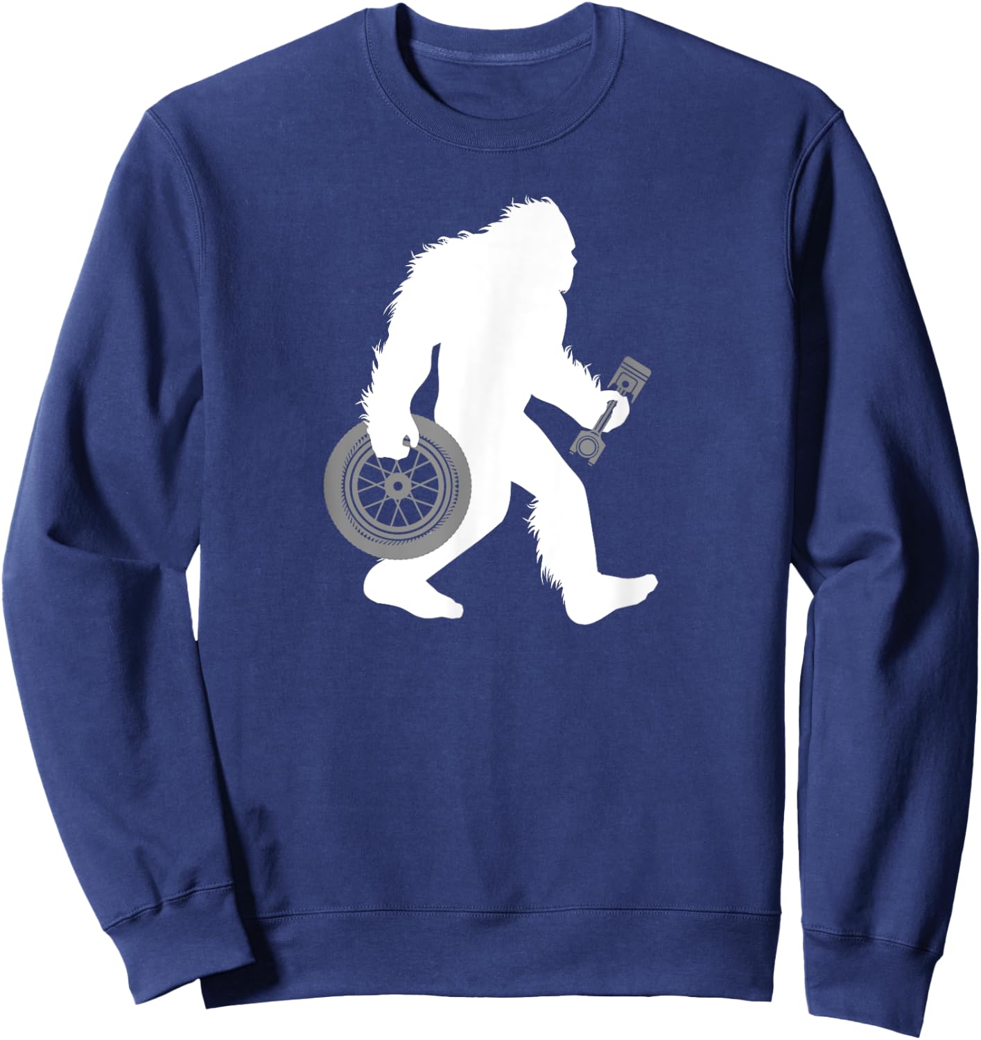 Bigfoot Car Mechanic Sasquatch Tire Technician Cryptid Sweatshirt - Sweatshirt | Navy