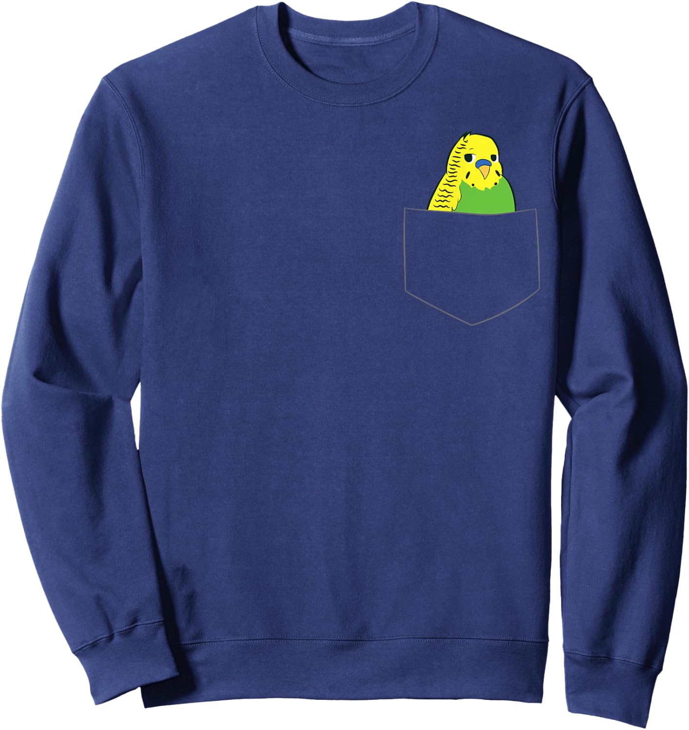 Cute Parakeet In Pocket Budgie Bird In Pocket Budgerigar Sweatshirt - Sweatshirt | Navy